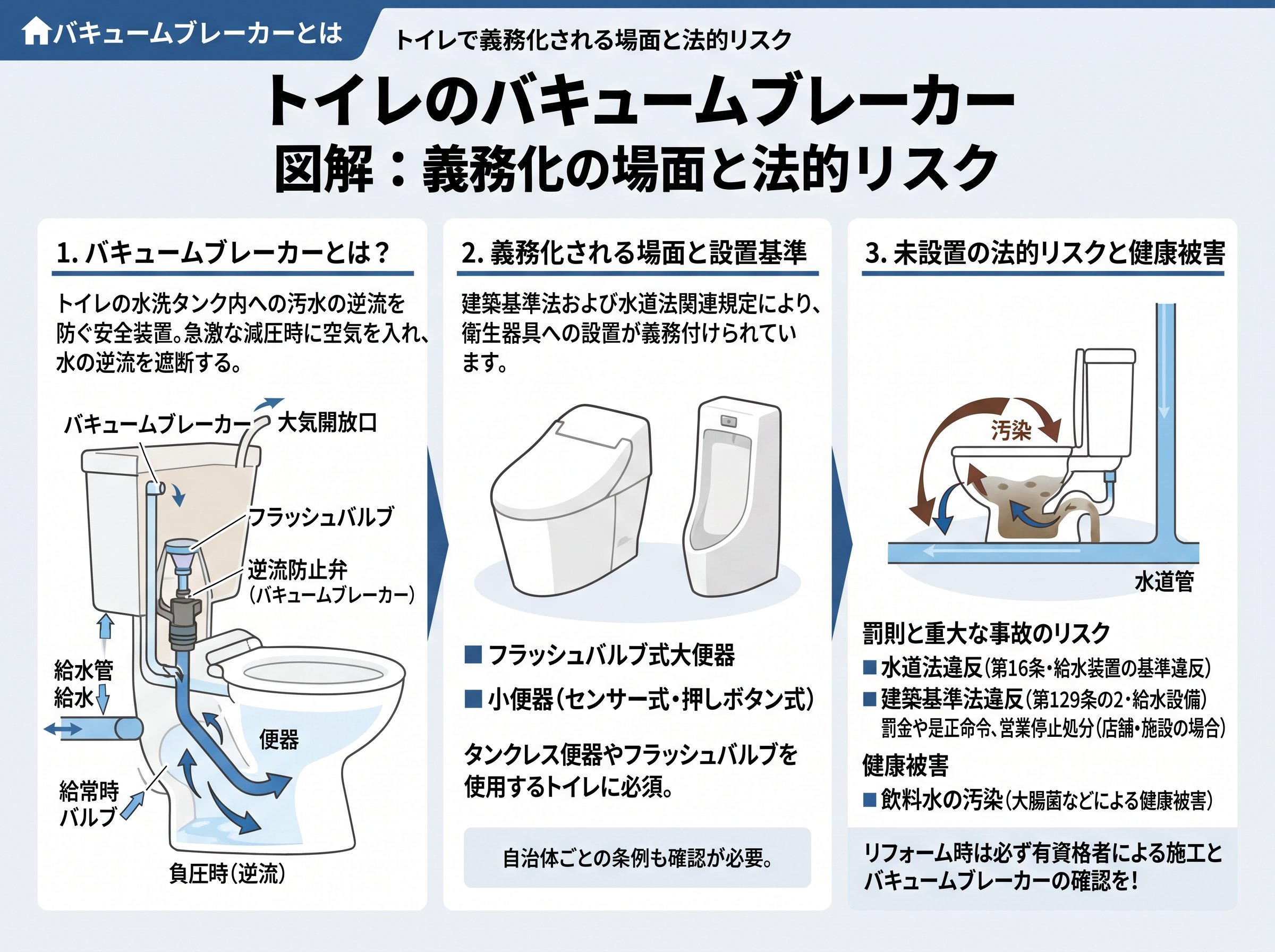 バキュームブレーカーとは トイレで義務化される場面と法的リスク