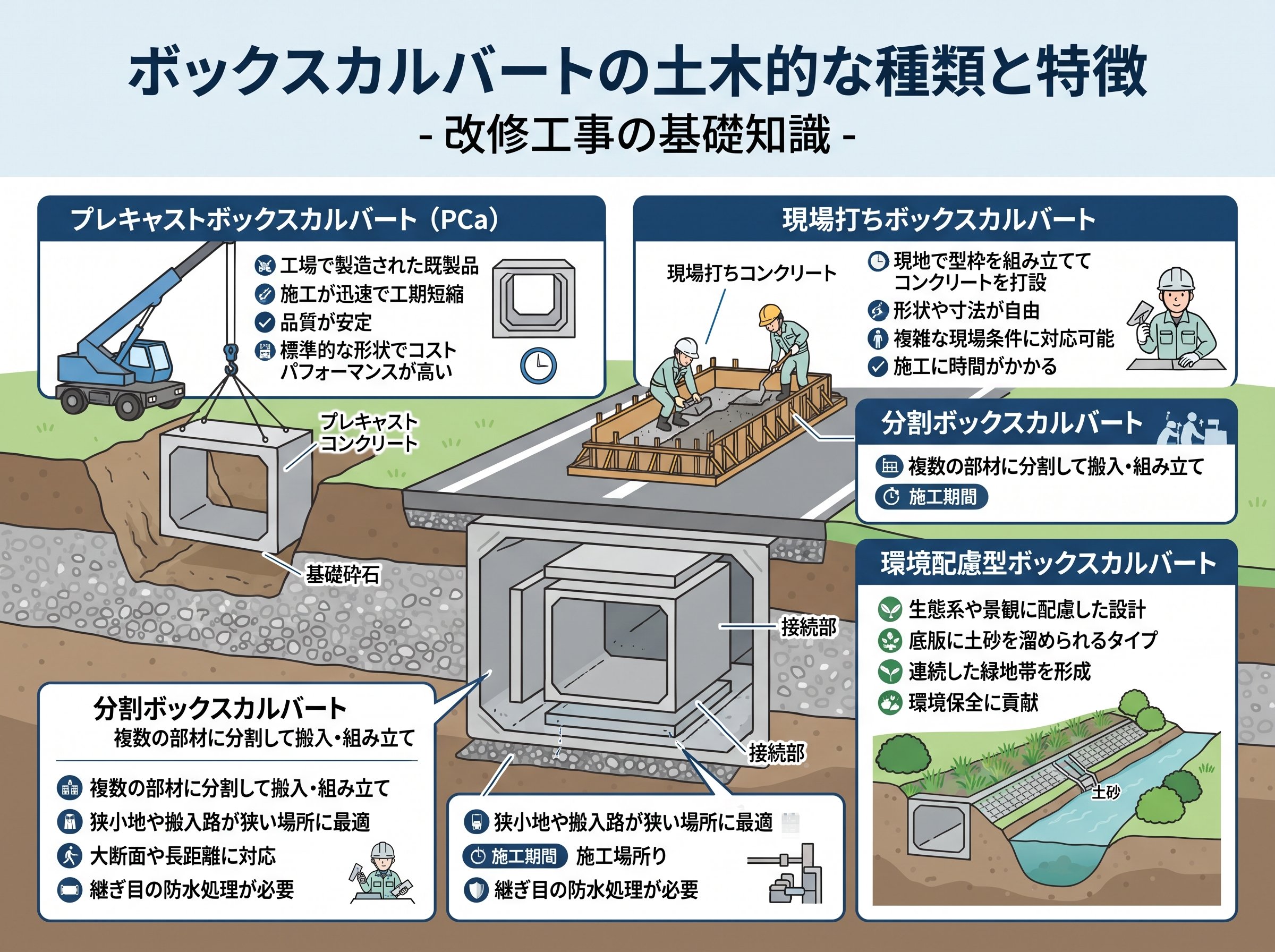 ボックスカルバートの土木的な種類と特徴