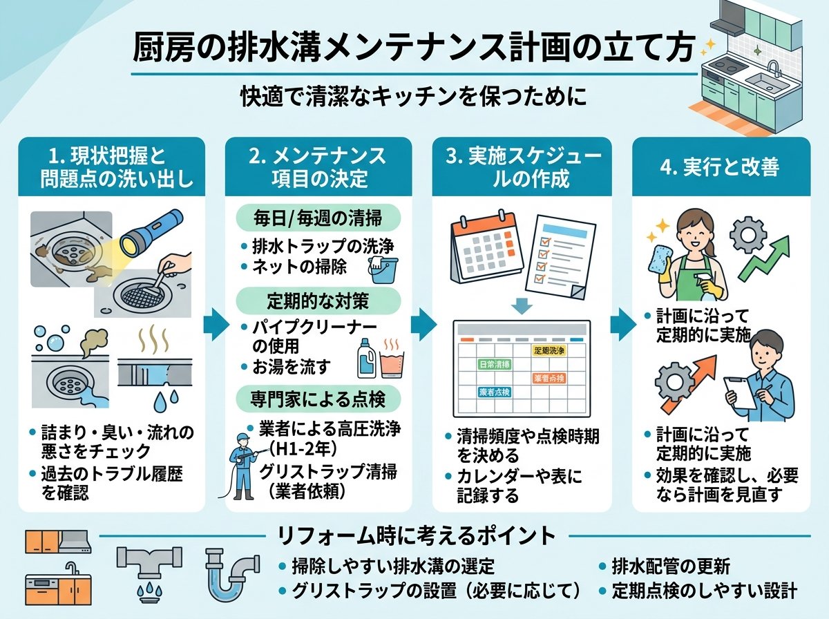 厨房の排水溝のメンテナンス計画の立て方