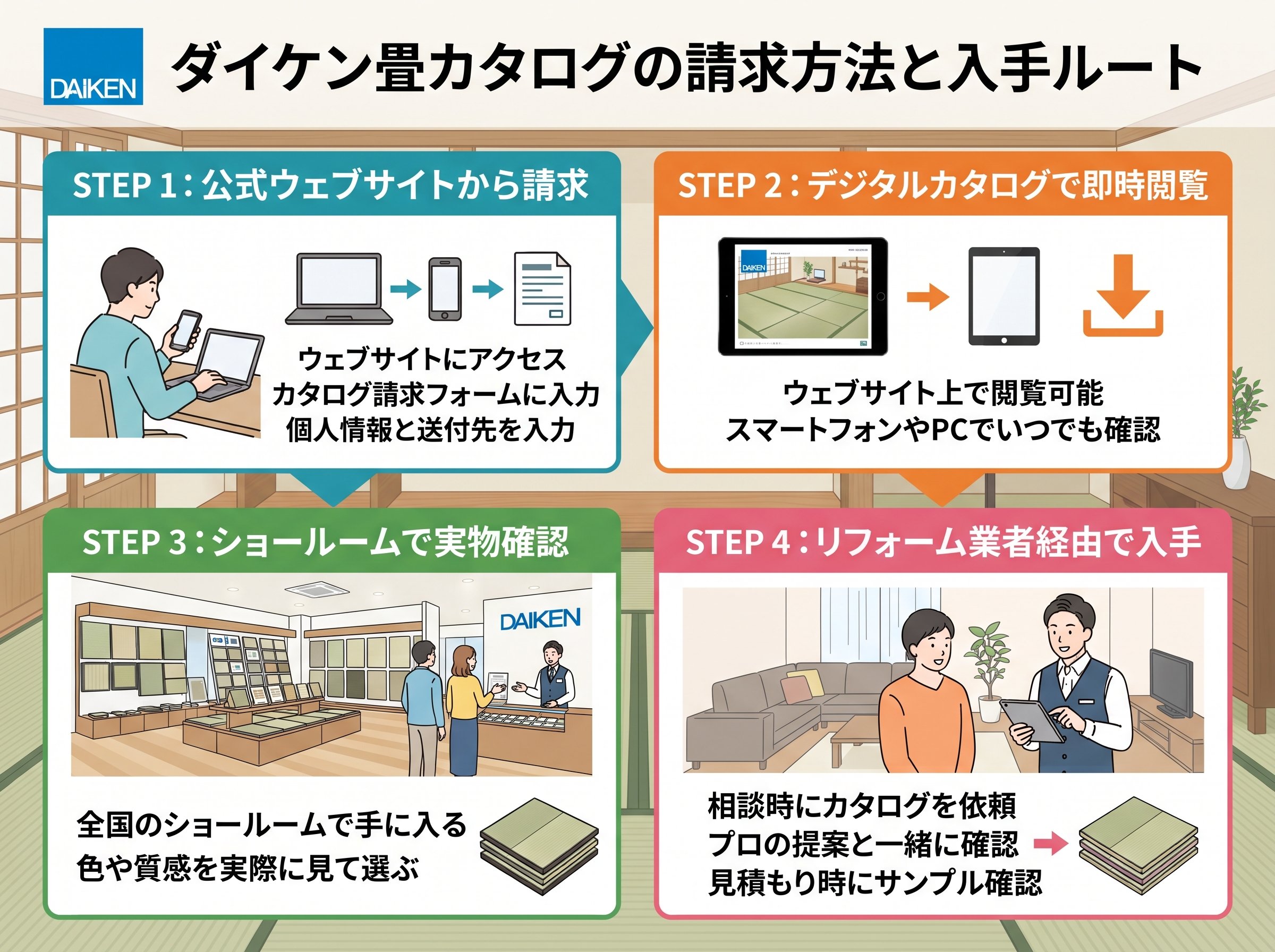ダイケン畳カタログの請求方法と入手ルート