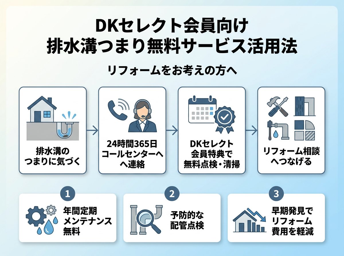 DKセレクト会員向けの排水溝つまり無料サービス活用法