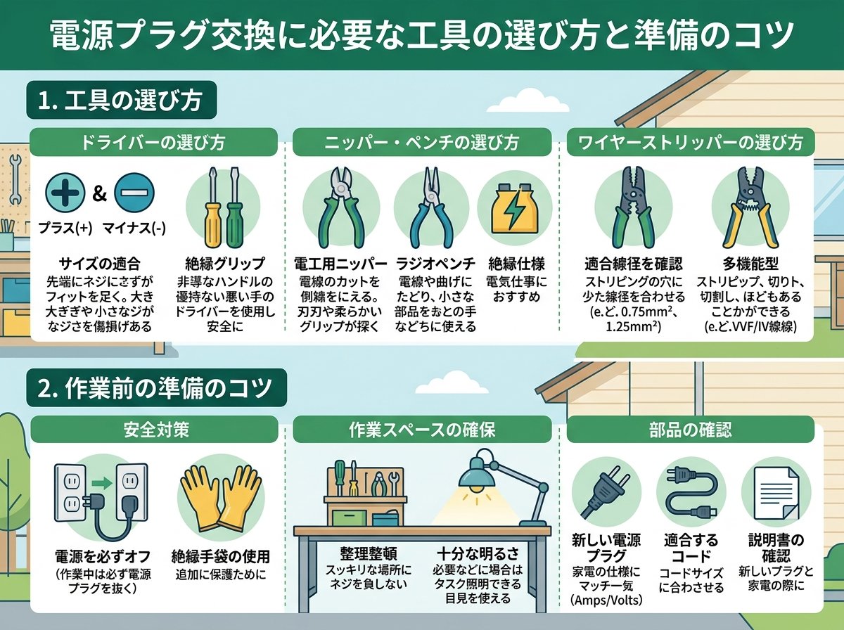電源プラグ交換に必要な工具の選び方と準備のコツ