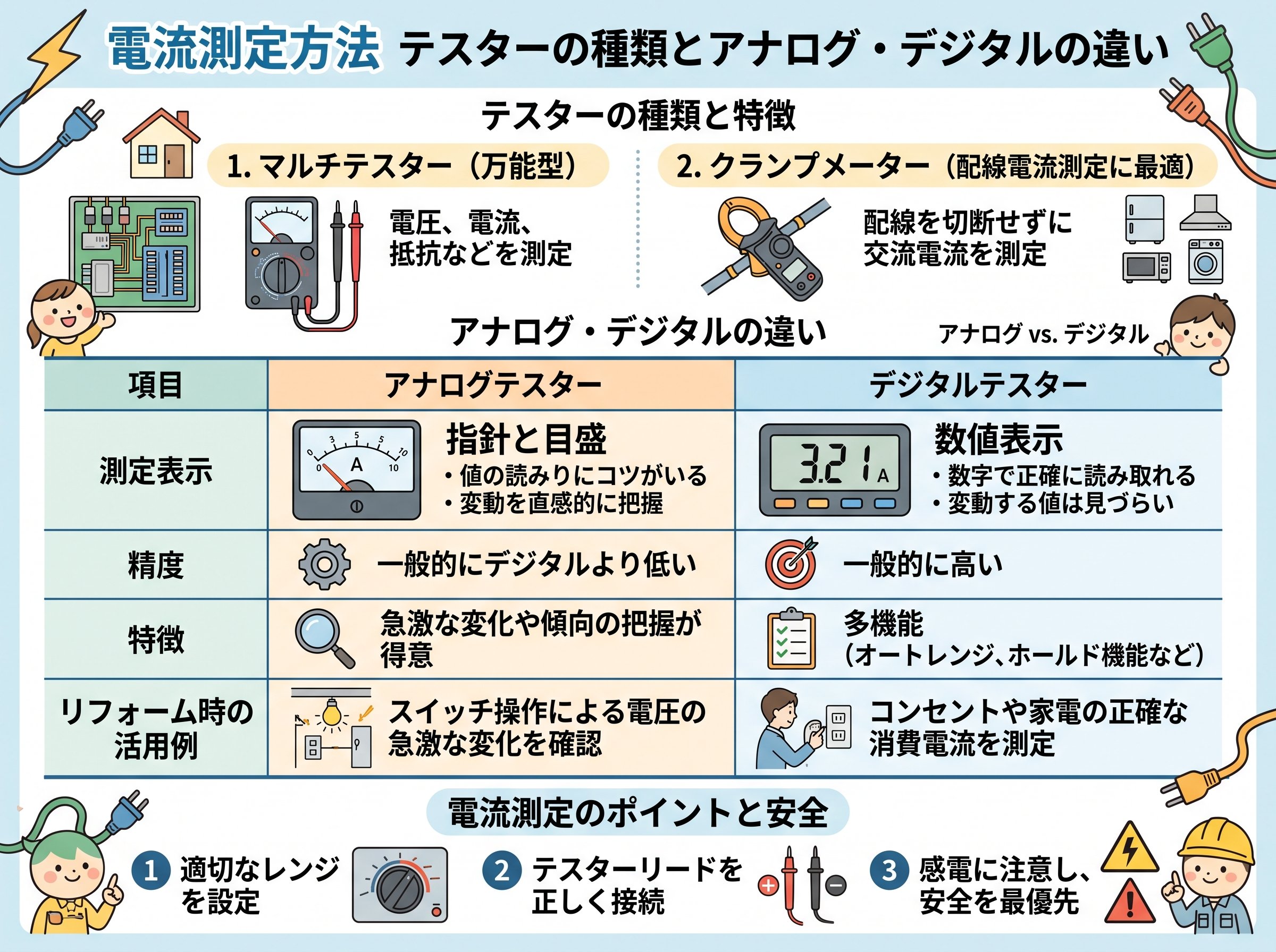 電流測定方法テスターの種類とアナログ・デジタルの違い