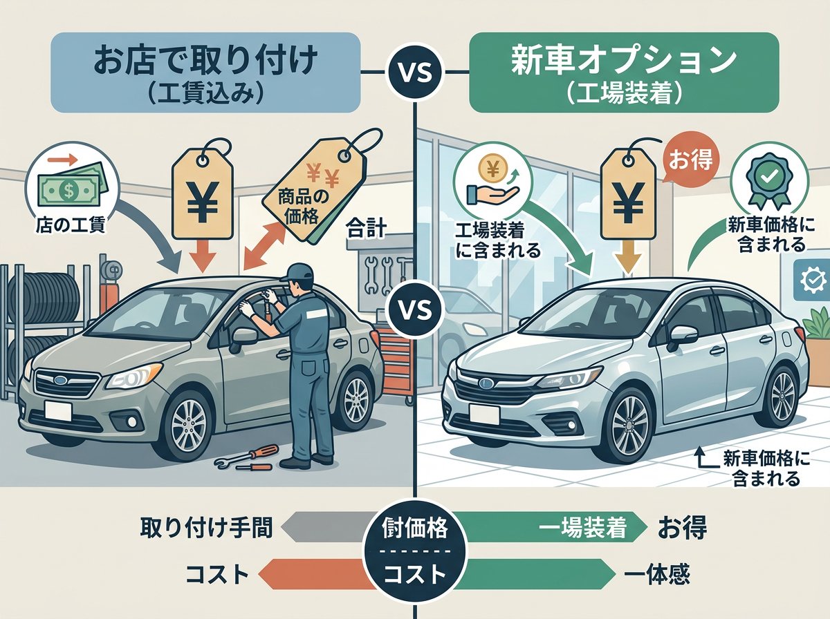ドアバイザー取り付け 店の工賃と新車オプションの損得