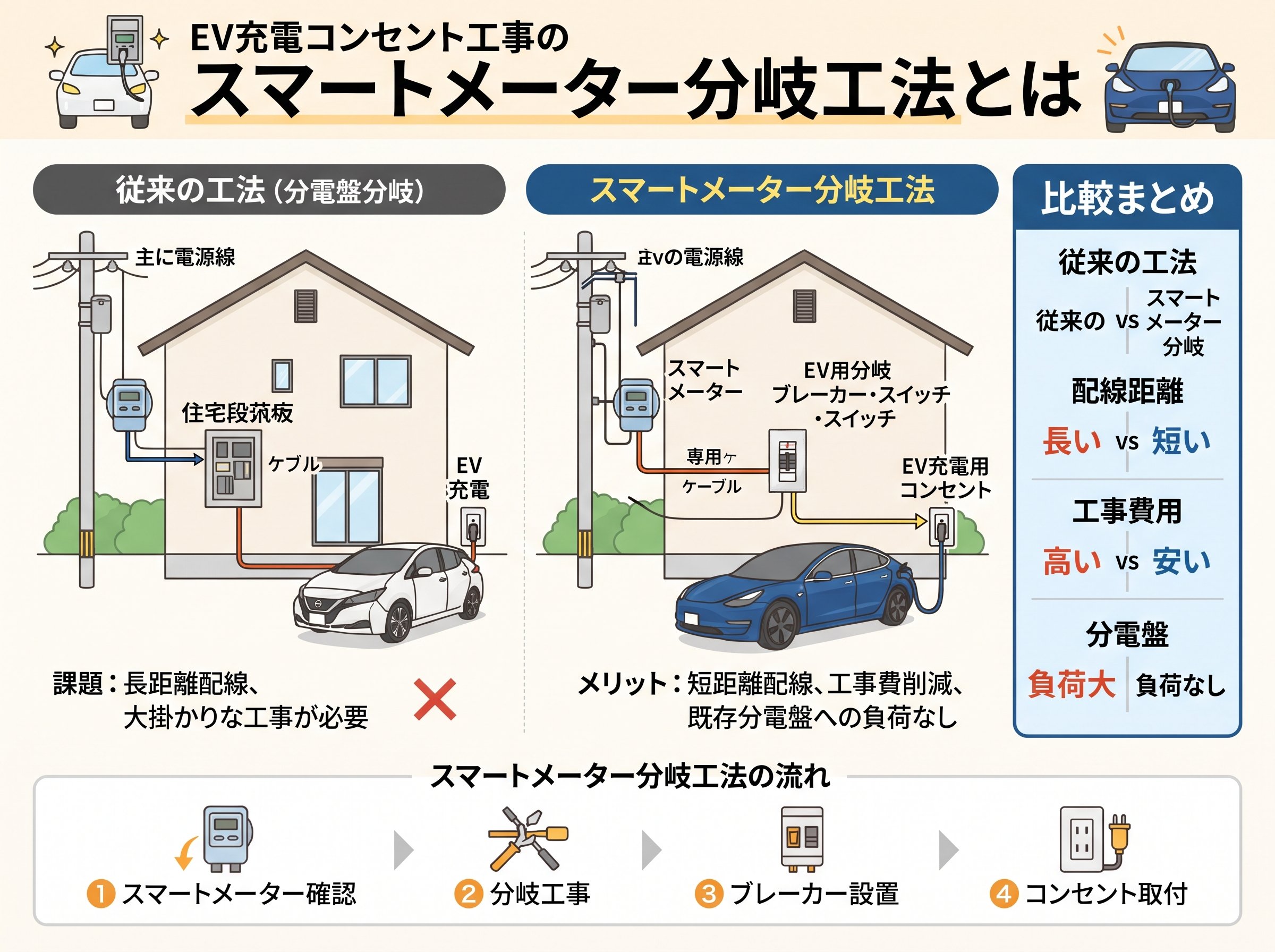 ev充電コンセント工事のスマートメーター分岐工法とは