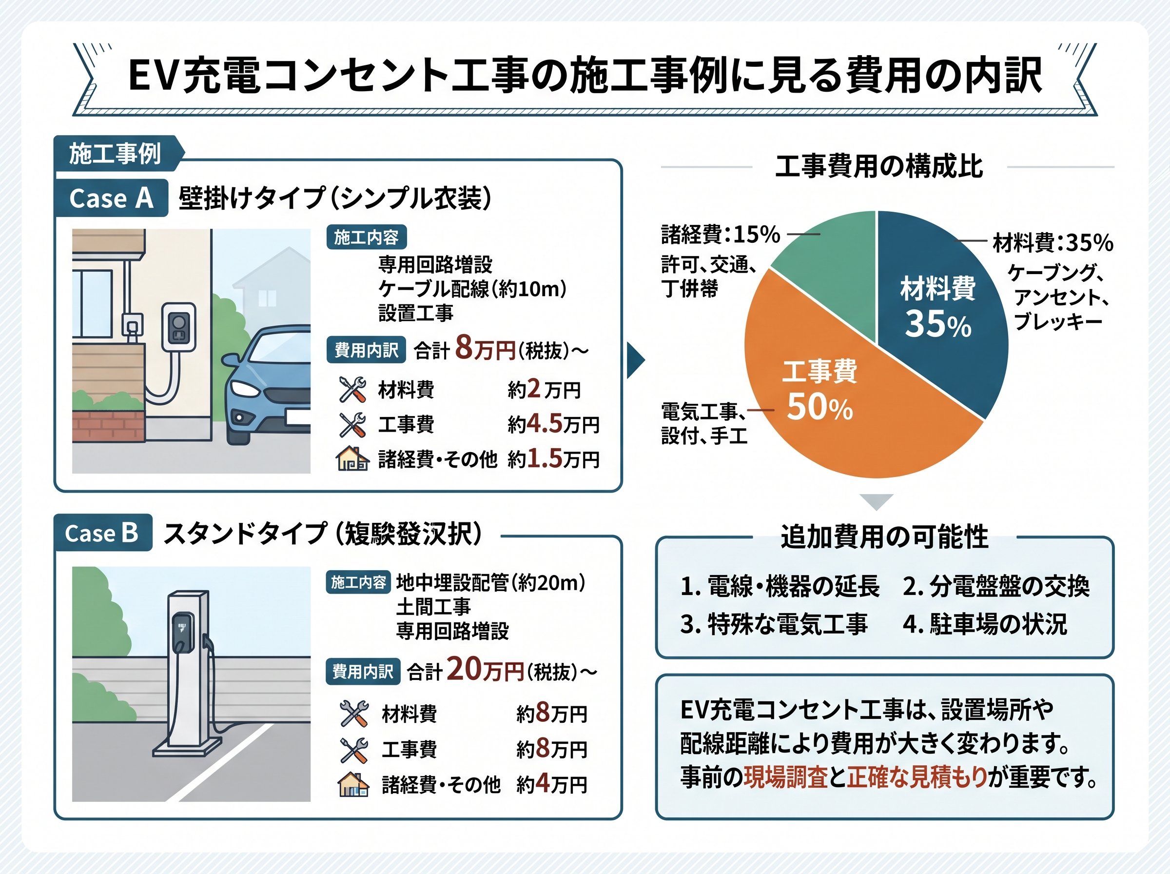 ev充電コンセント工事の施工事例に見る費用の内訳