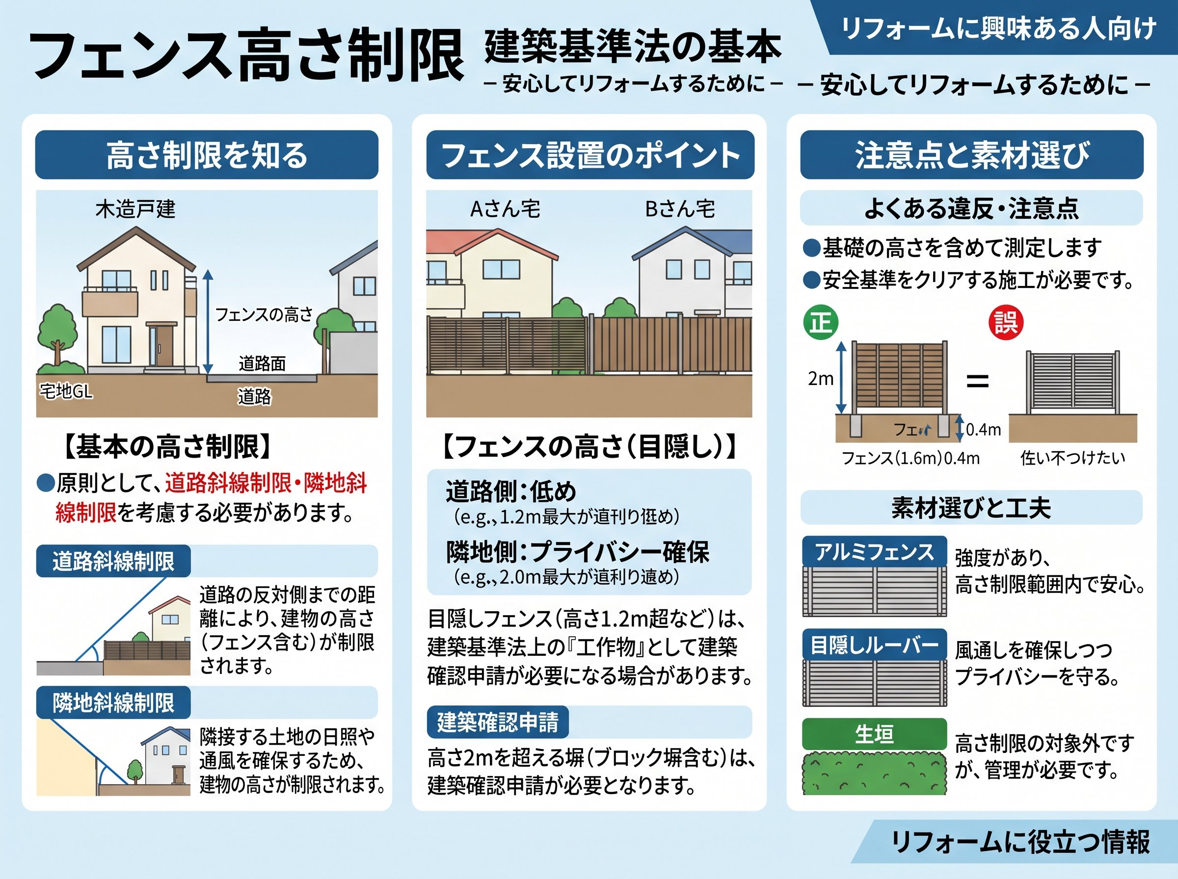 フェンス高さ制限 建築基準法の基本