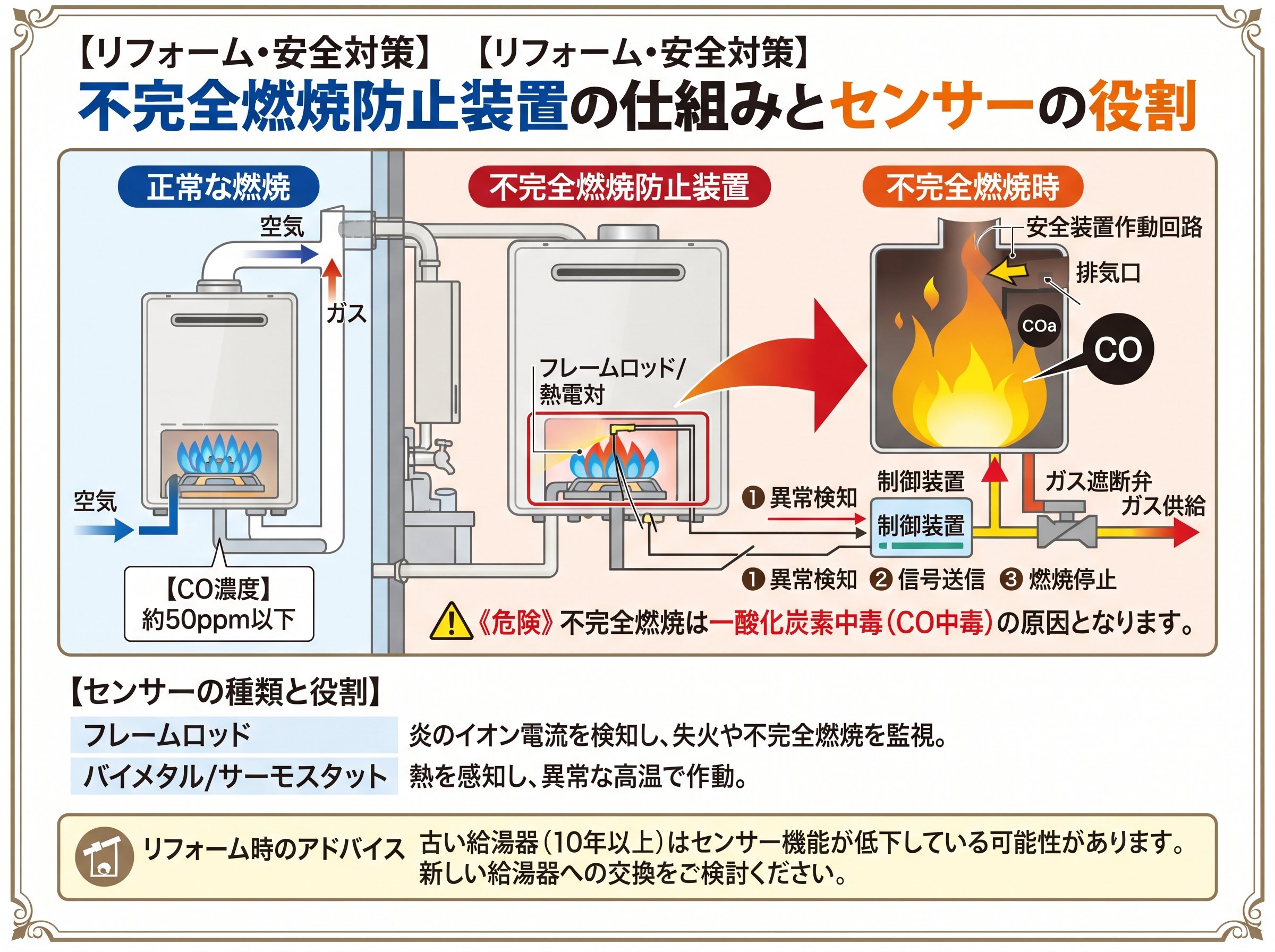 不完全燃焼防止装置の仕組みとセンサーの役割