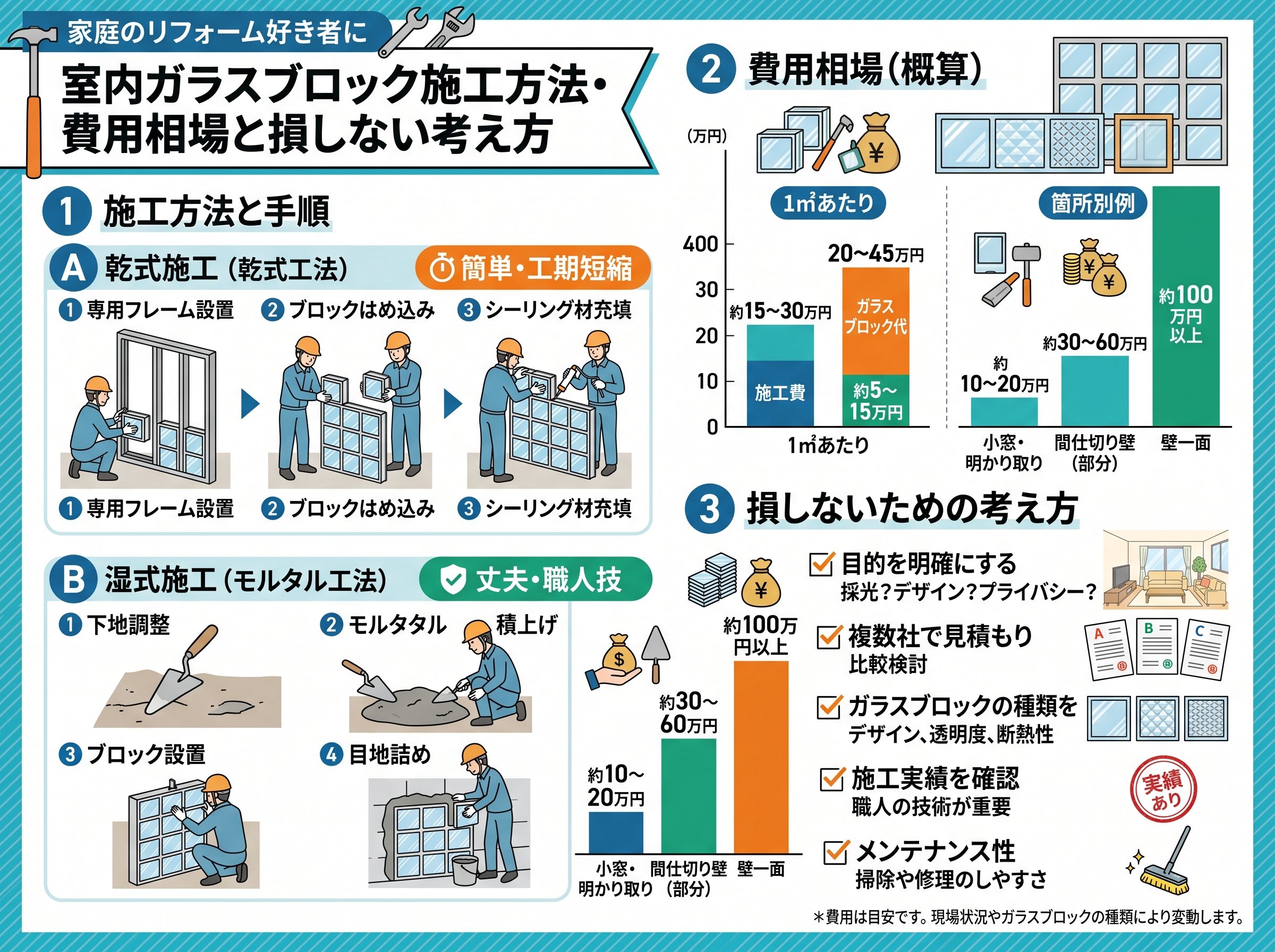 ガラスブロック施工方法 室内での費用相場と損しない考え方