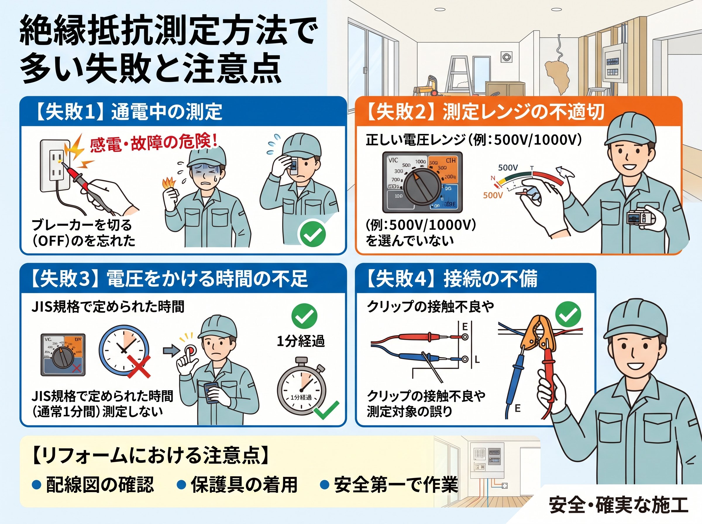 絶縁抵抗測定方法で多い失敗と注意点