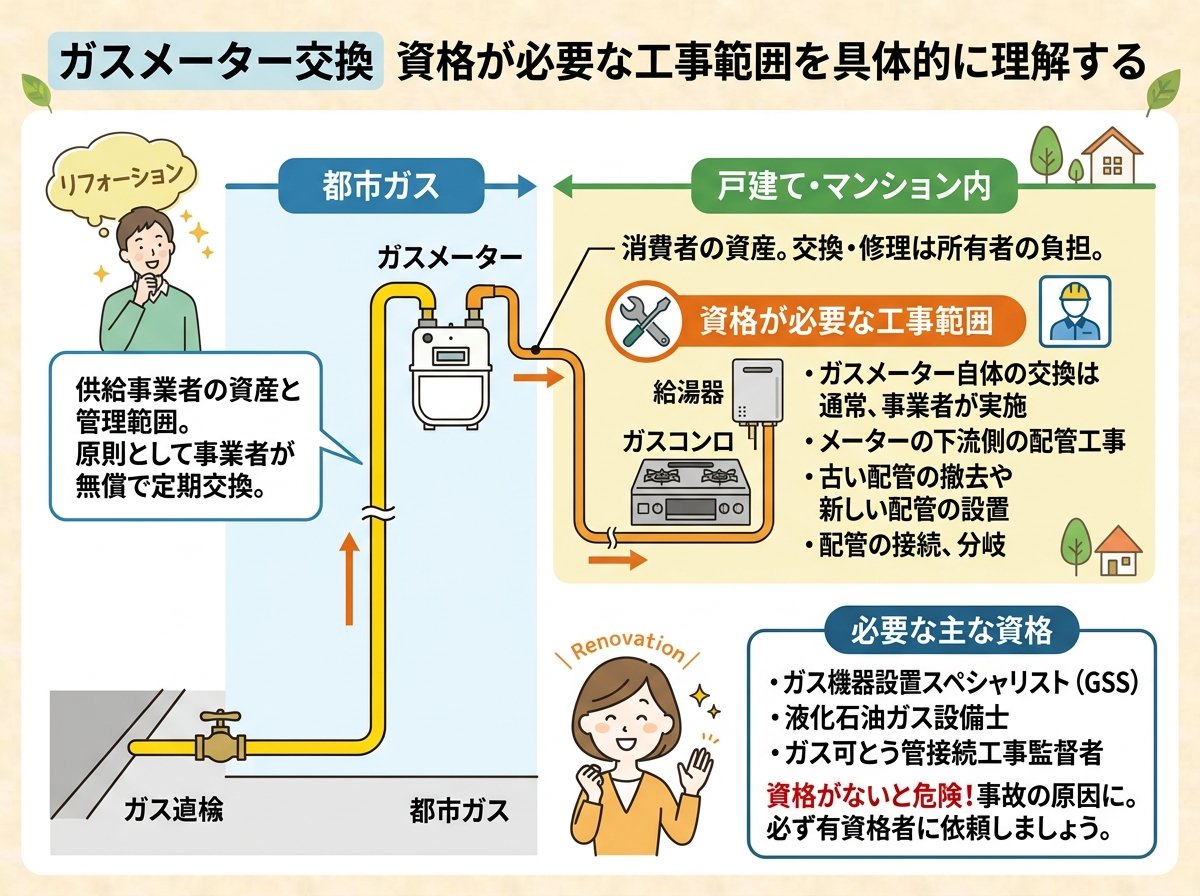 ガスメーター交換 資格が必要な工事範囲を具体的に理解する