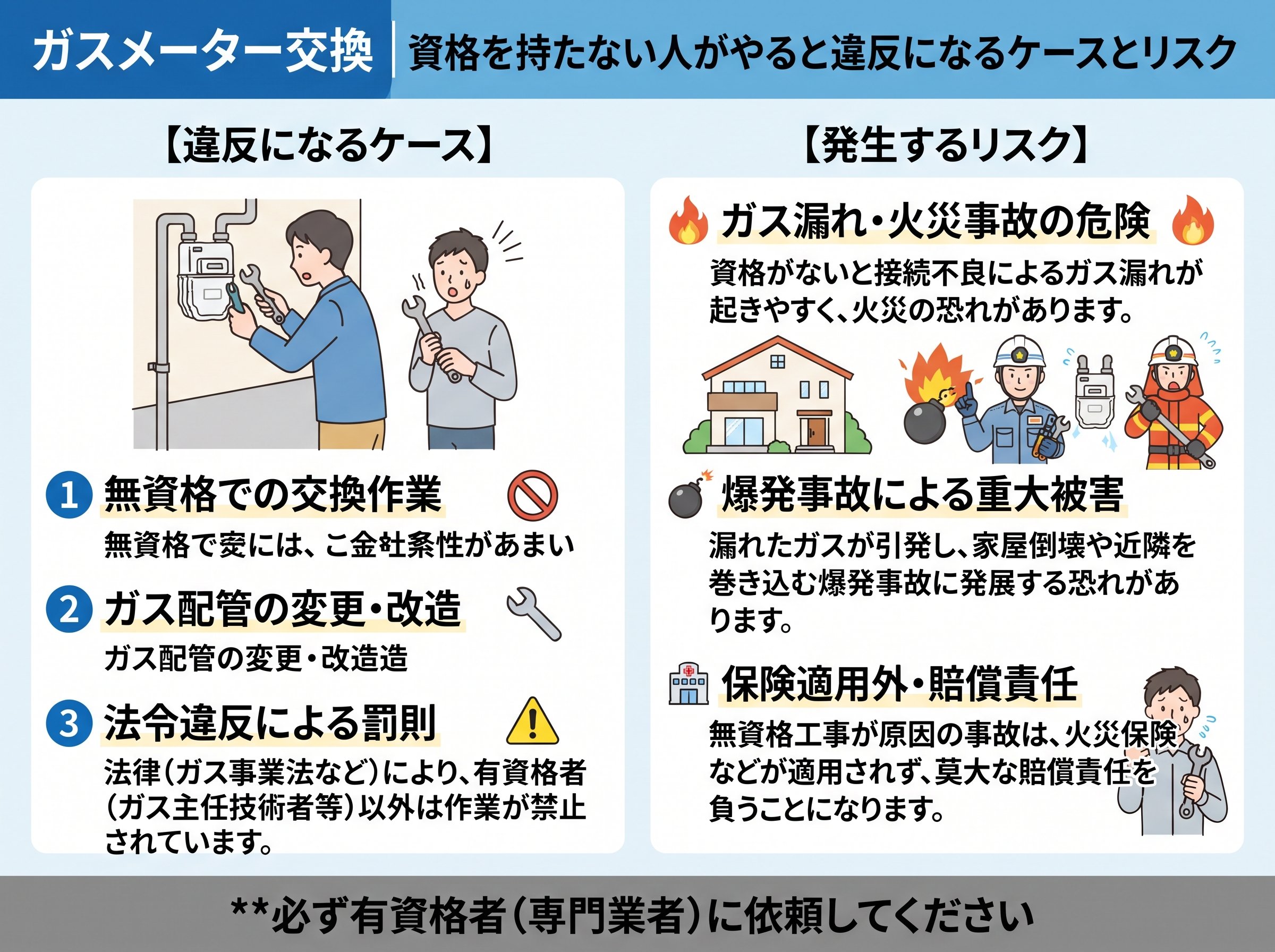 ガスメーター交換 資格を持たない人がやると違反になるケースとリスク