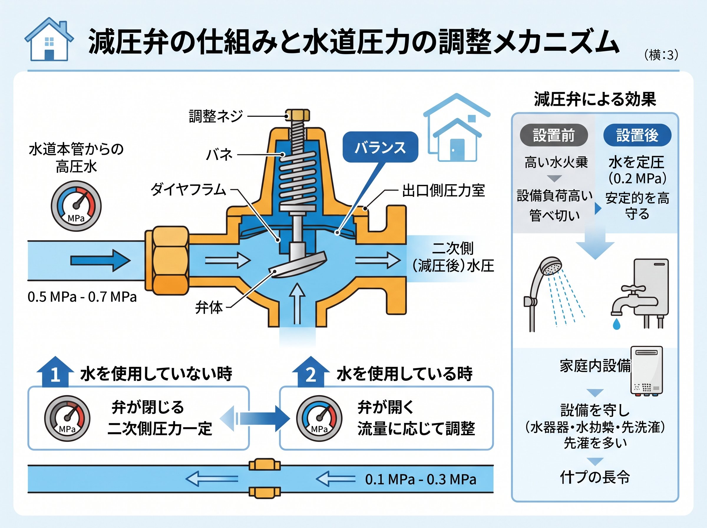 減圧弁の仕組みと水道圧力の調整メカニズム