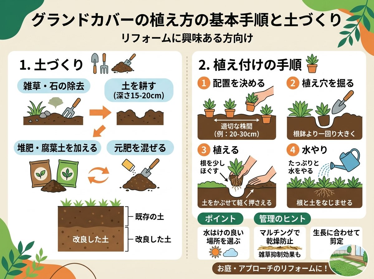 グランドカバーの植え方の基本手順と土づくり