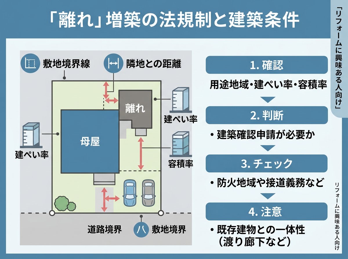 離れ増築の法規制と建築条件