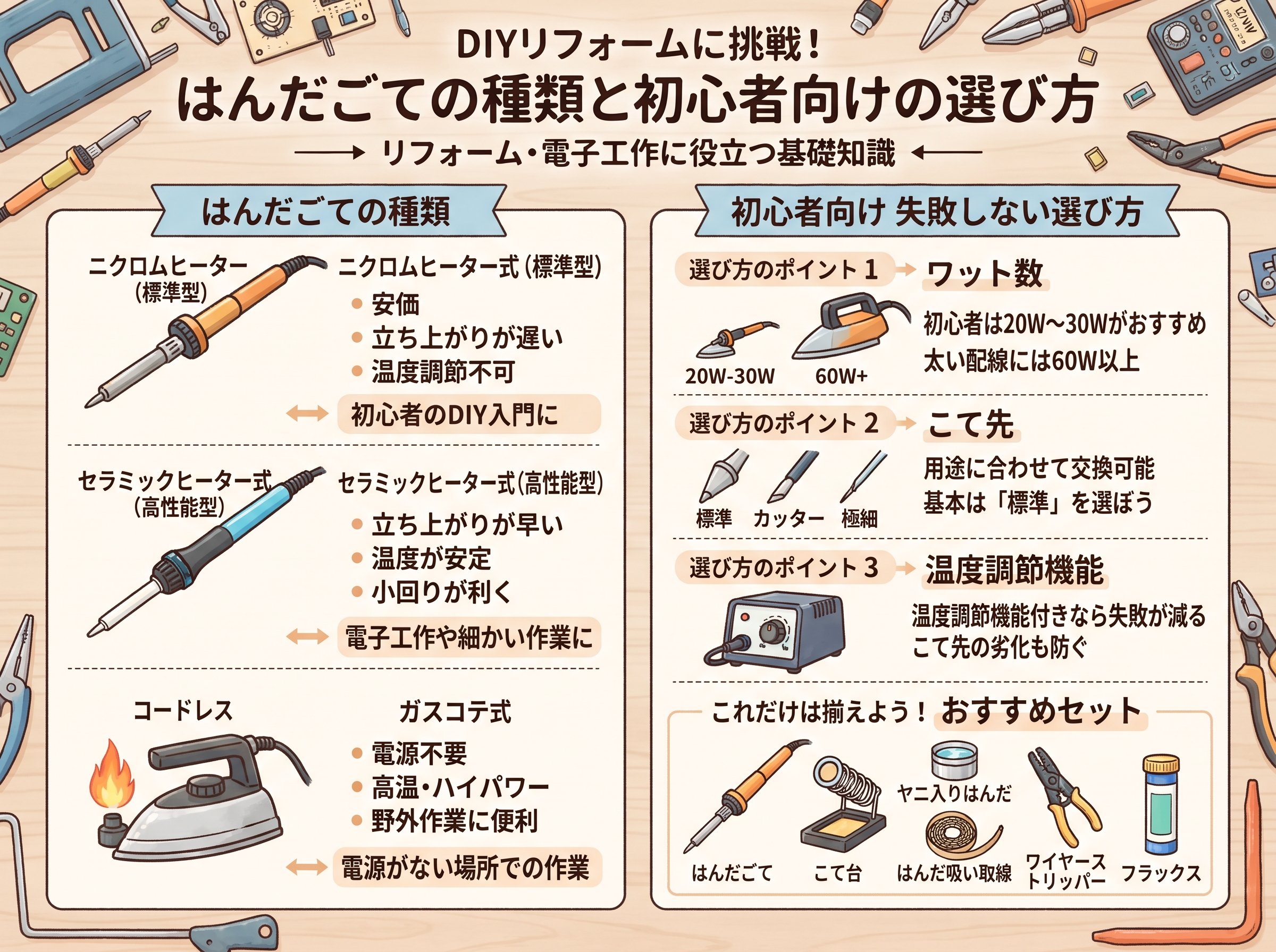 はんだごての種類と初心者向けの選び方