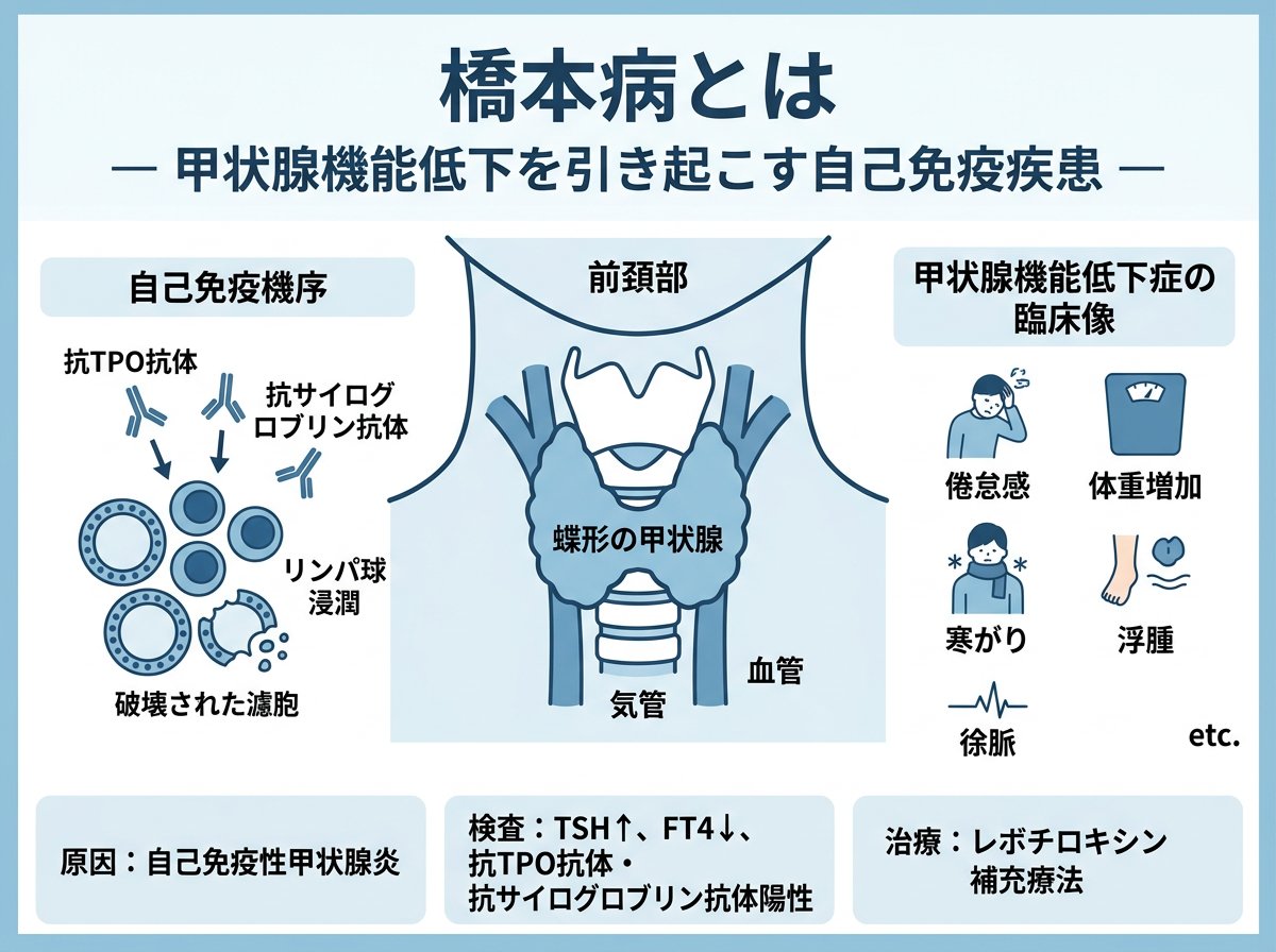 橋本病とは・甲状腺機能低下を引き起こす自己免疫疾患