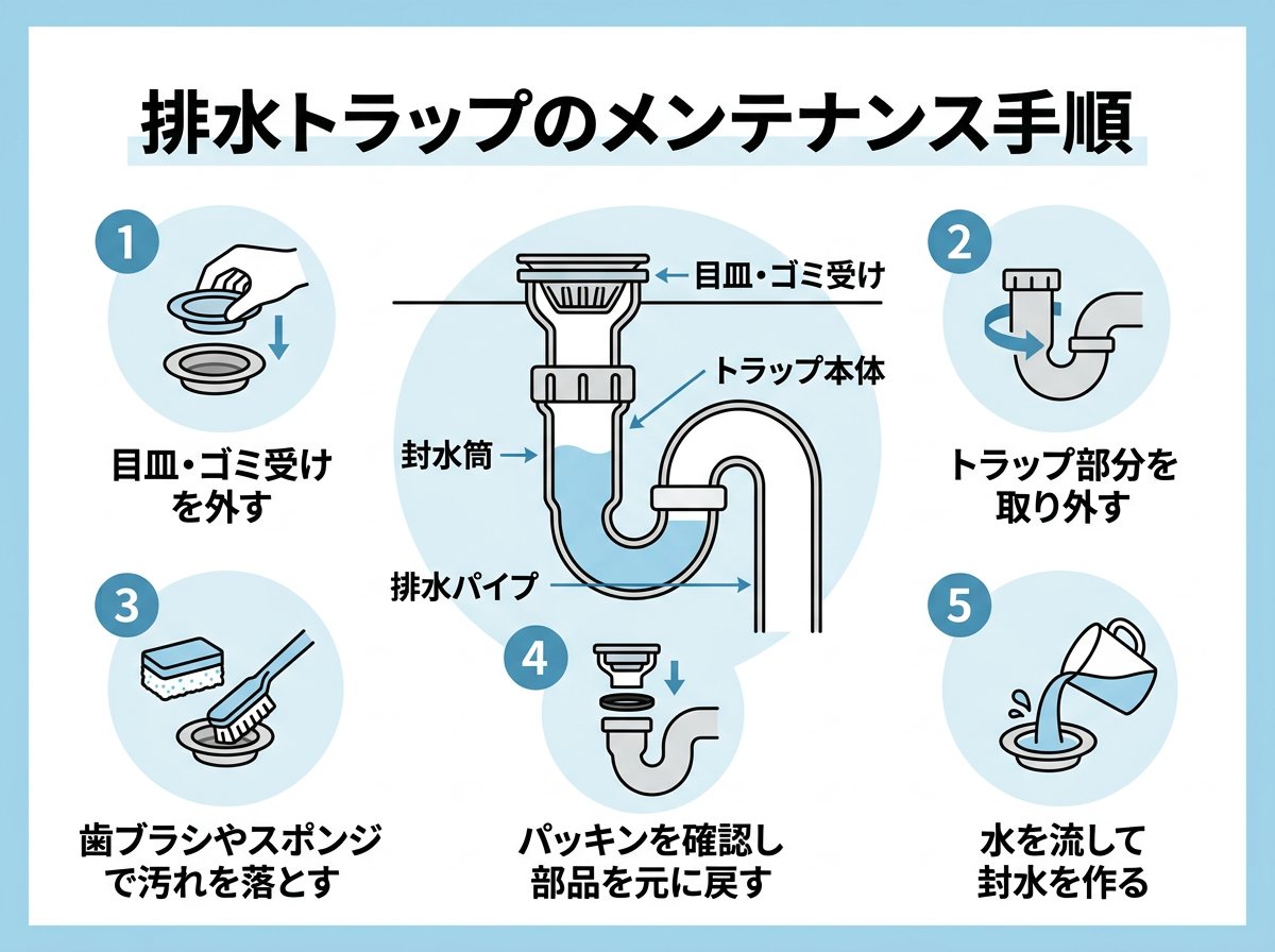 排水トラップのメンテナンス手順