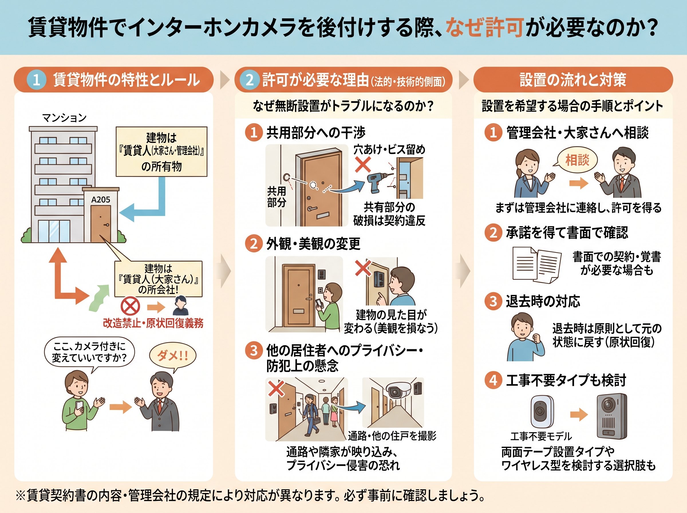 インターホンカメラ後付け賃貸で許可が必要な理由