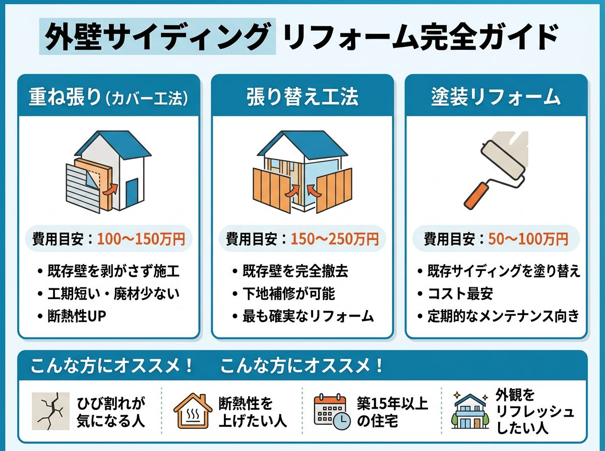 壁 サイディングのリフォーム工法と費用相場