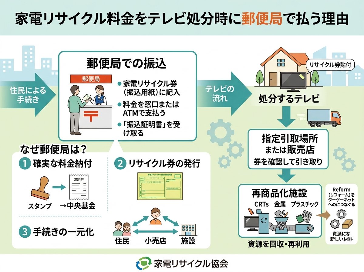 家電リサイクル料金をテレビ処分時に郵便局で払う理由とは