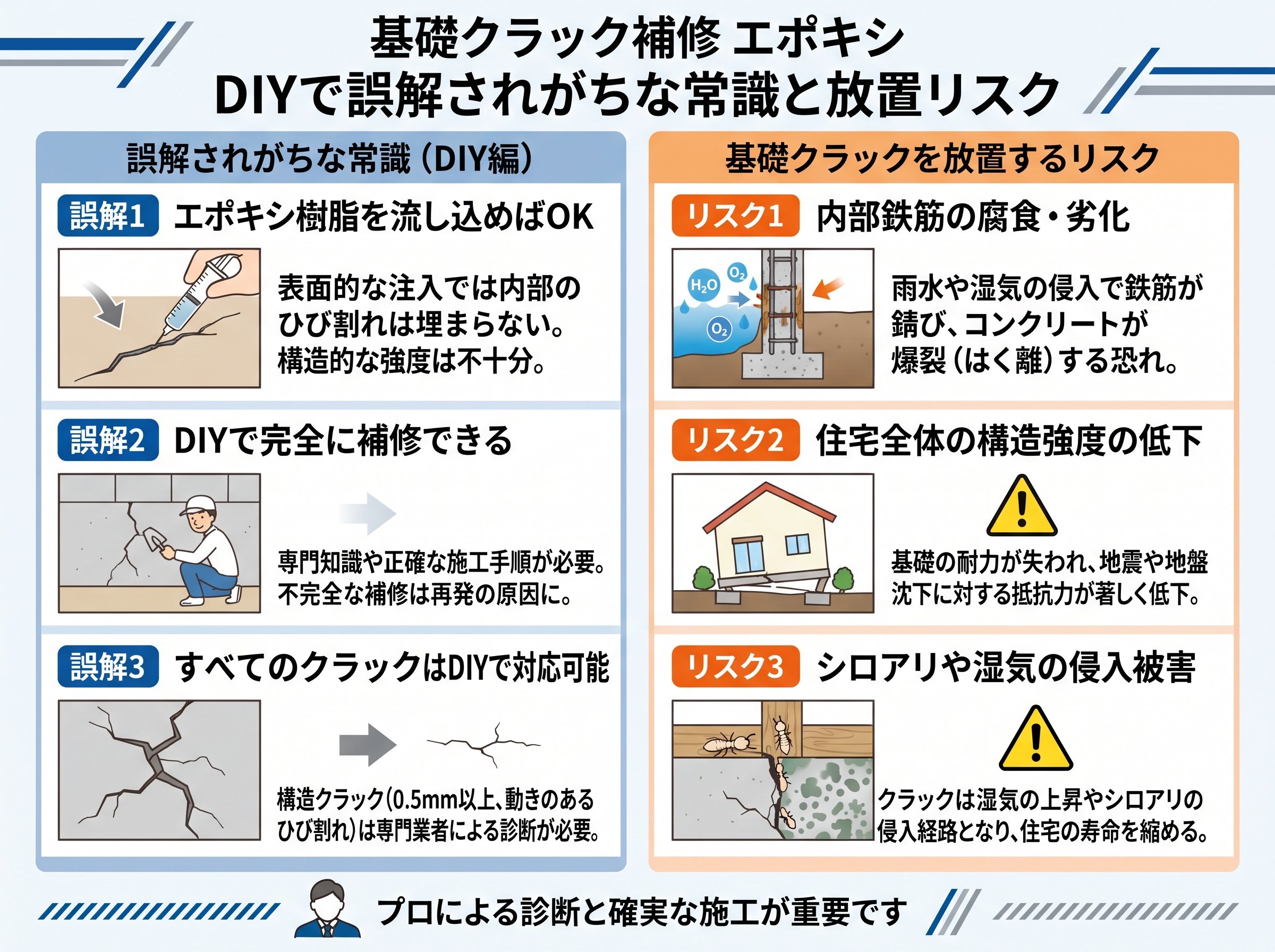 基礎クラック補修 エポキシ diyで誤解されがちな常識と放置リスク