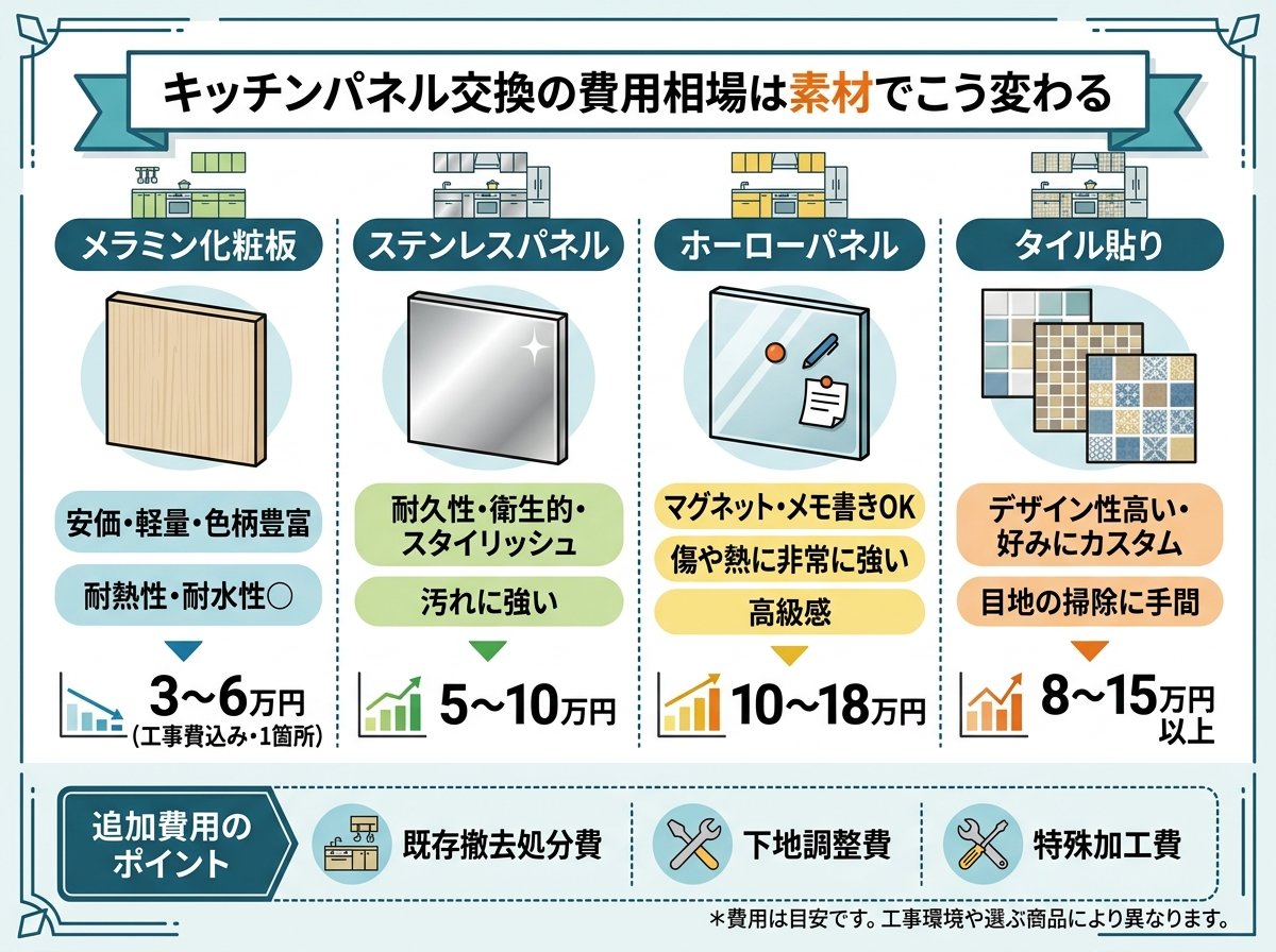 キッチンパネル交換の費用相場は素材でこう変わる