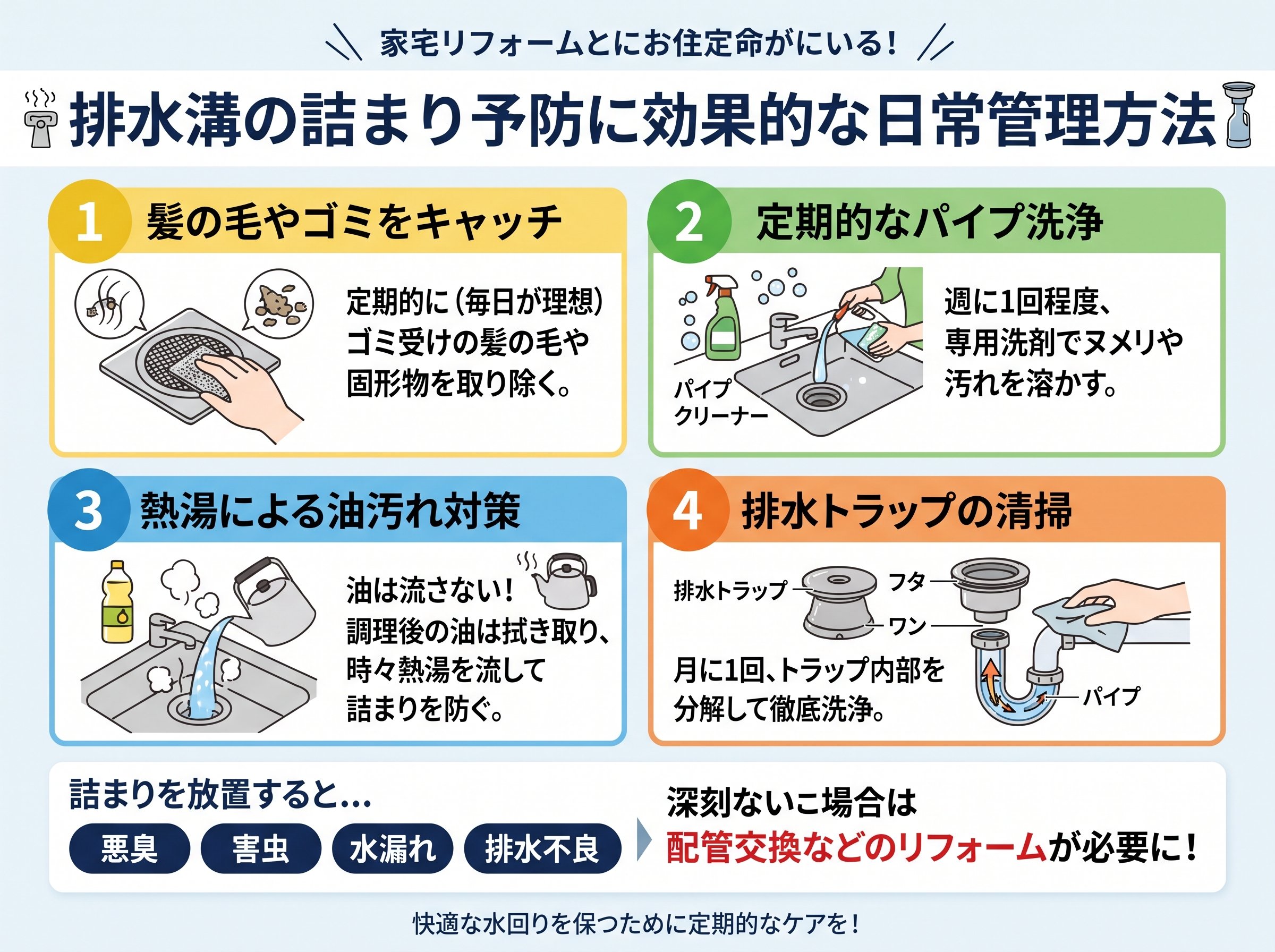 排水溝の詰まり予防に効果的な日常管理方法