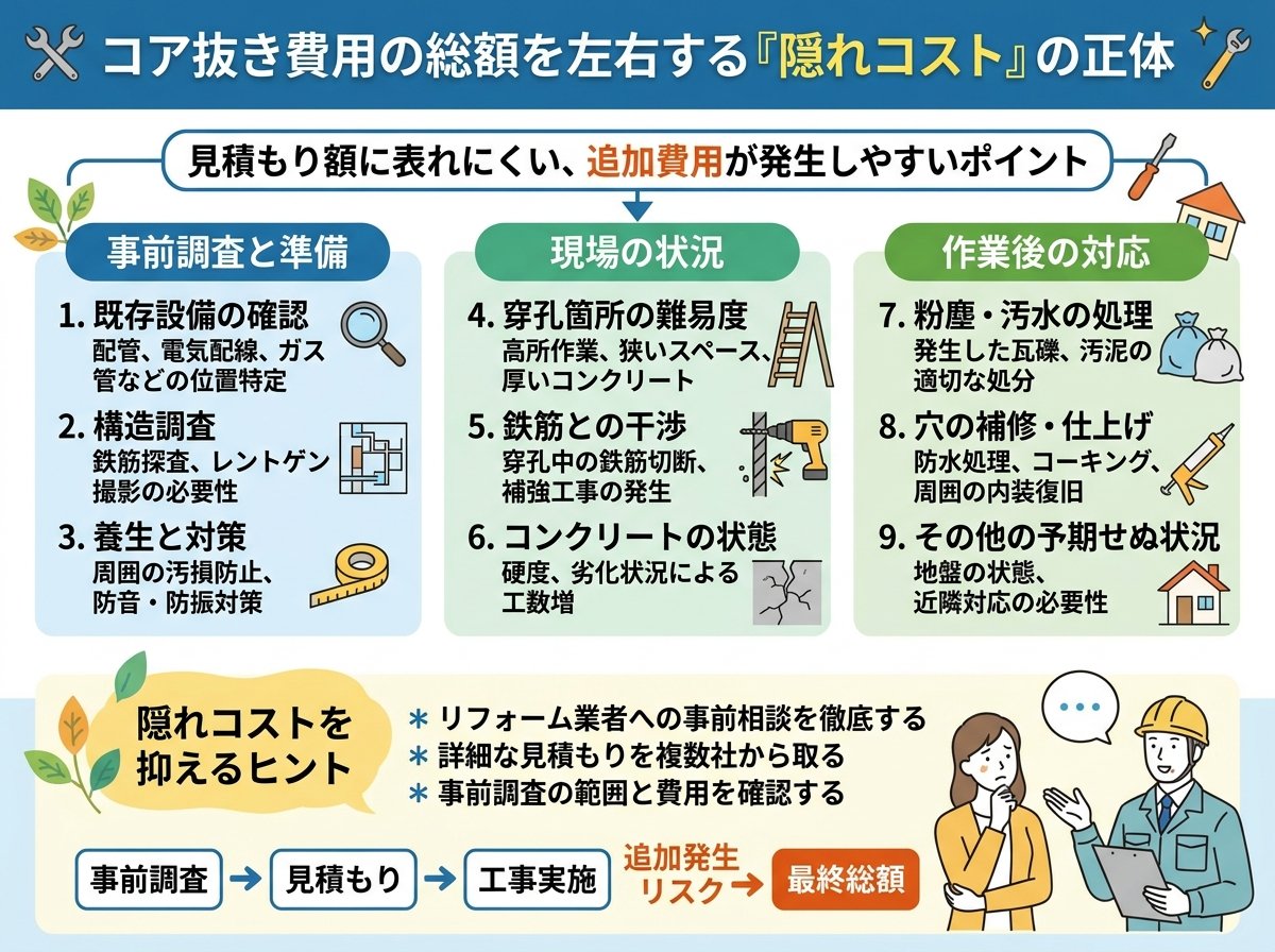 コア抜き費用の総額を左右する「隠れコスト」の正体