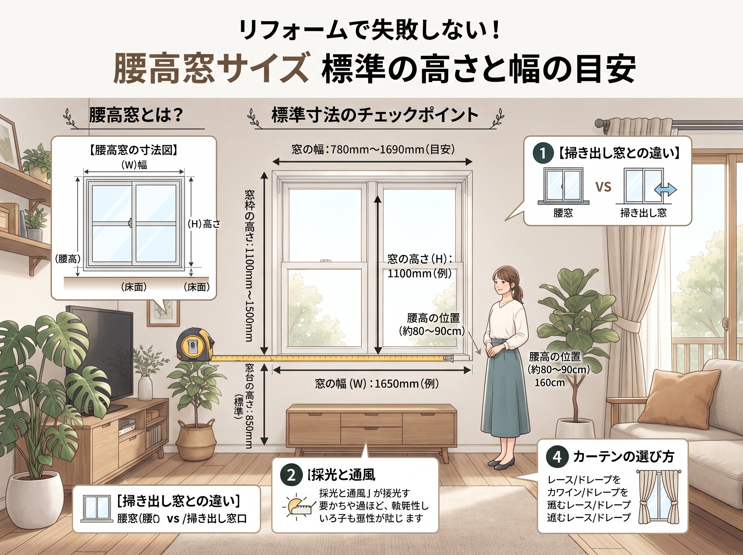腰高窓サイズ 標準の高さと幅の目安
