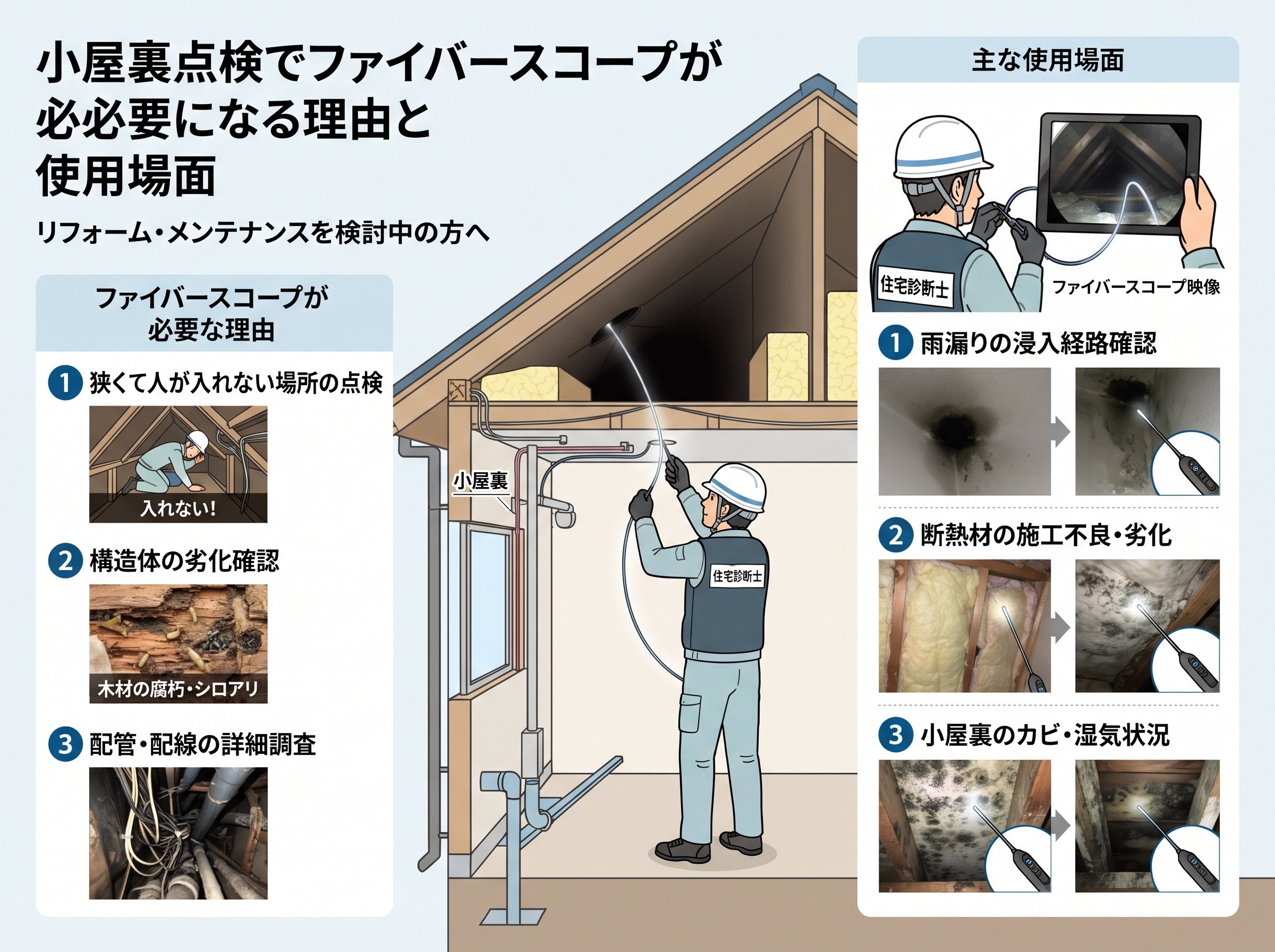 小屋裏点検でファイバースコープが必要になる理由と使用場面