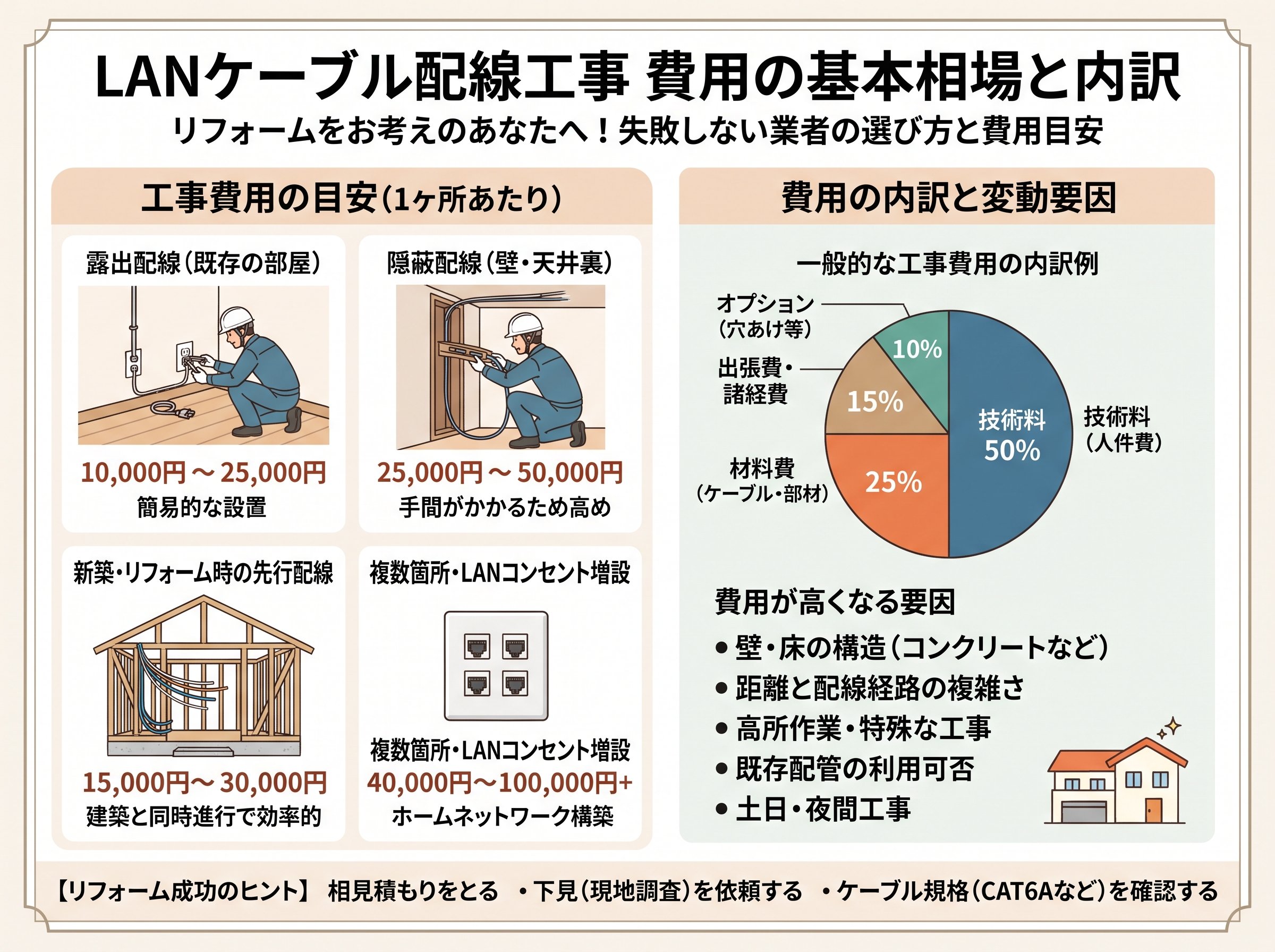 lanケーブル配線工事 費用の基本相場と内訳