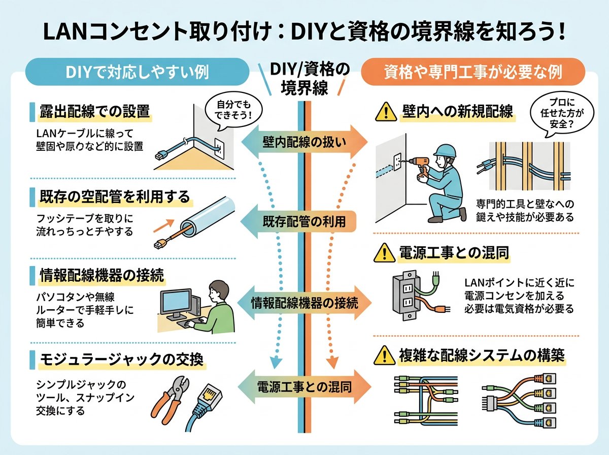 lanコンセント取り付け 方で誤解されがちなDIYと資格の境界