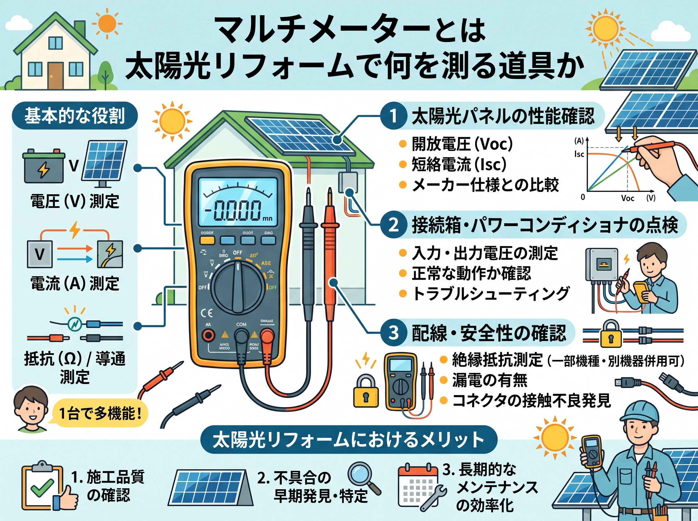 マルチメーターとは 太陽光リフォームで何を測る道具か