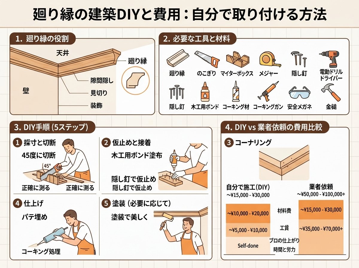 廻り縁の建築DIYと費用:自分で取り付ける方法