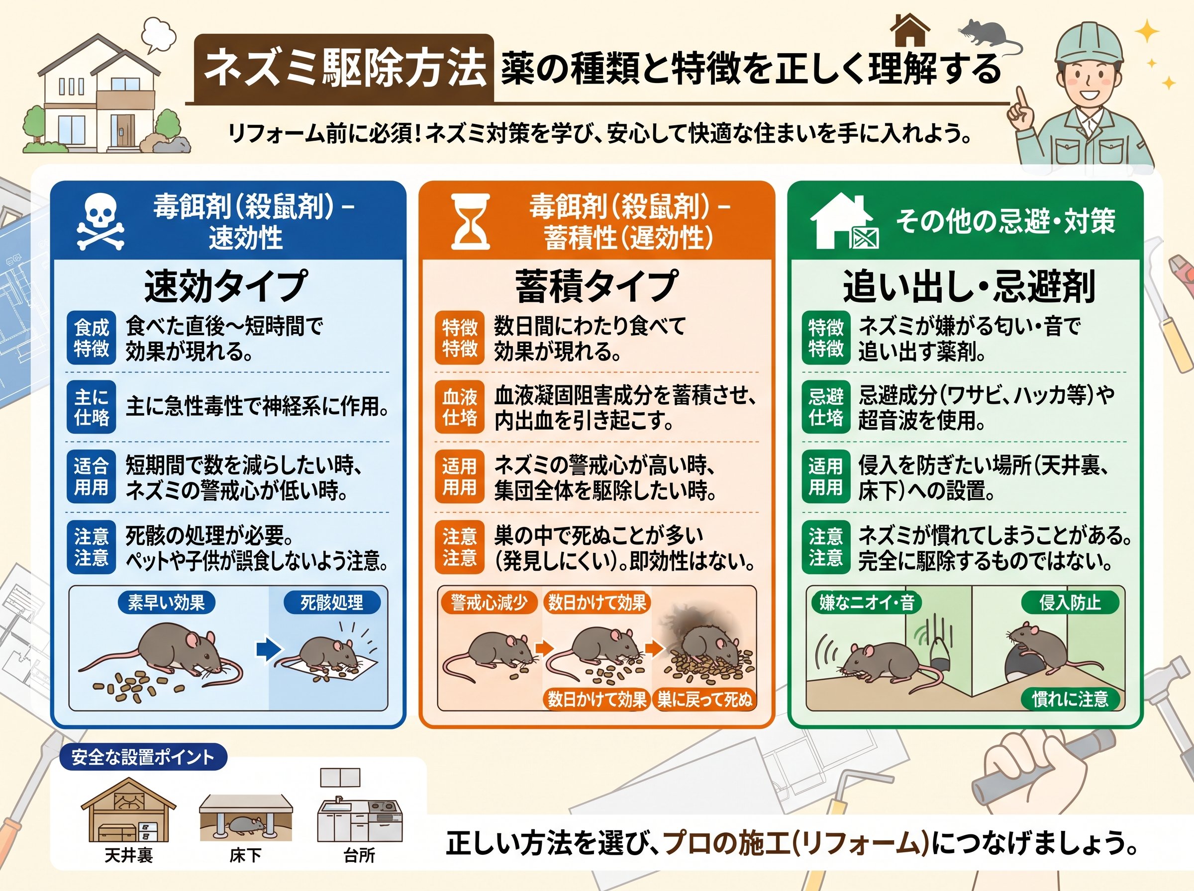 ネズミ駆除方法 薬の種類と特徴を正しく理解する