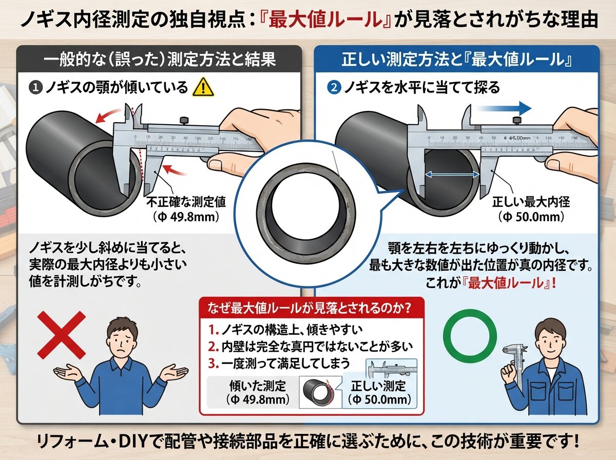 ノギスの内径測定の独自視点:「最大値ルール」が見落とされがちな理由