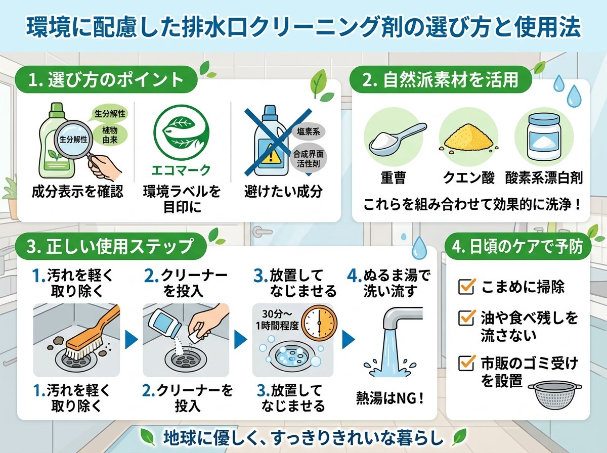 環境に配慮した排水口クリーニング剤の選び方と使用法