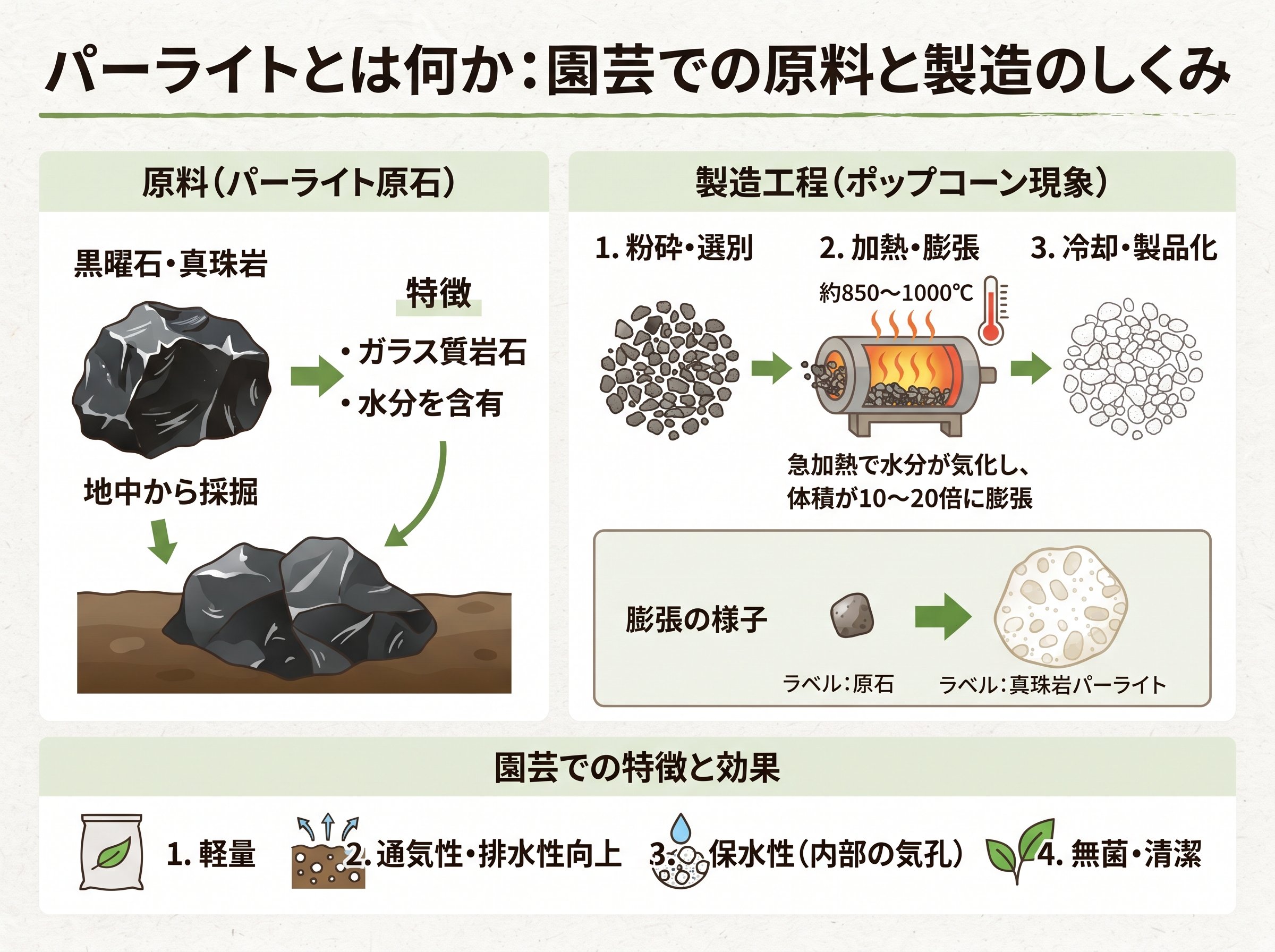 パーライトとは何か:園芸での原料と製造のしくみ