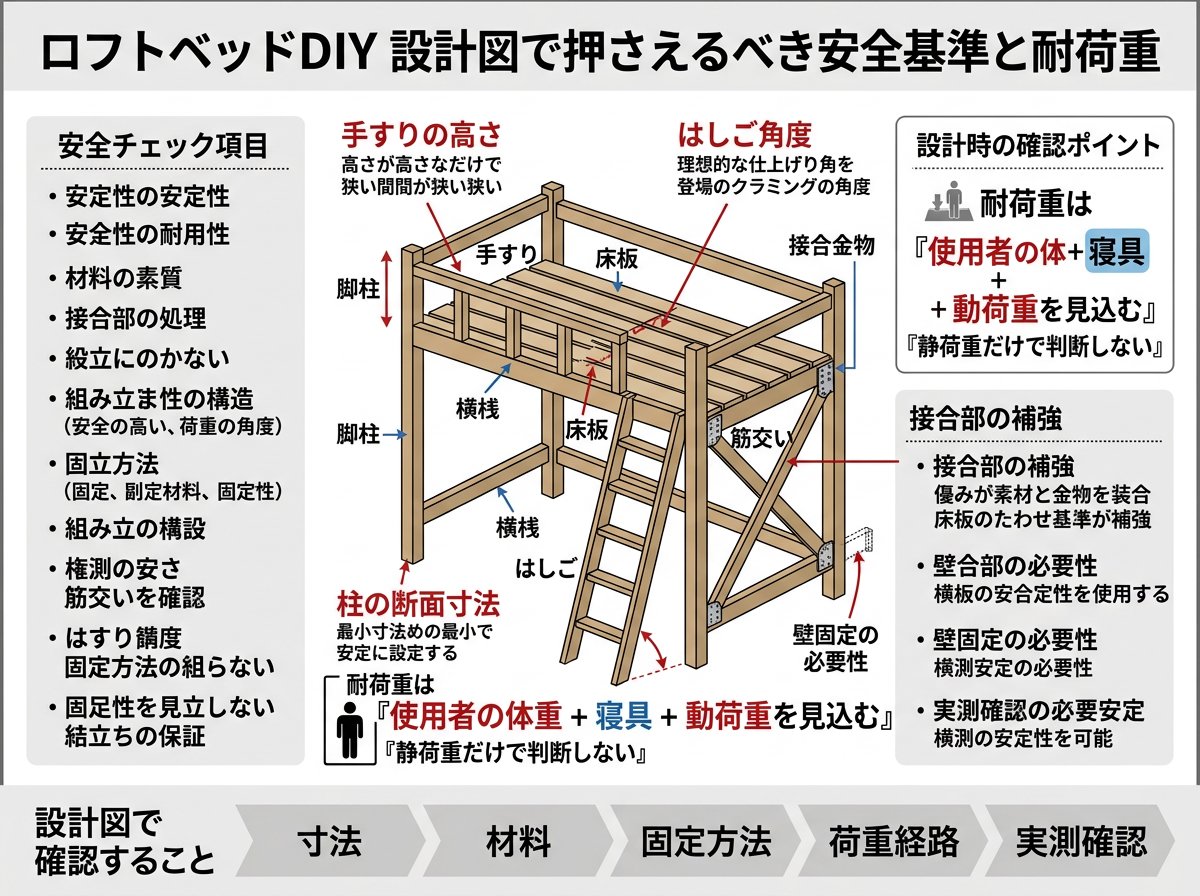 ロフトベッドdiy 設計図で押さえるべき安全基準と耐荷重