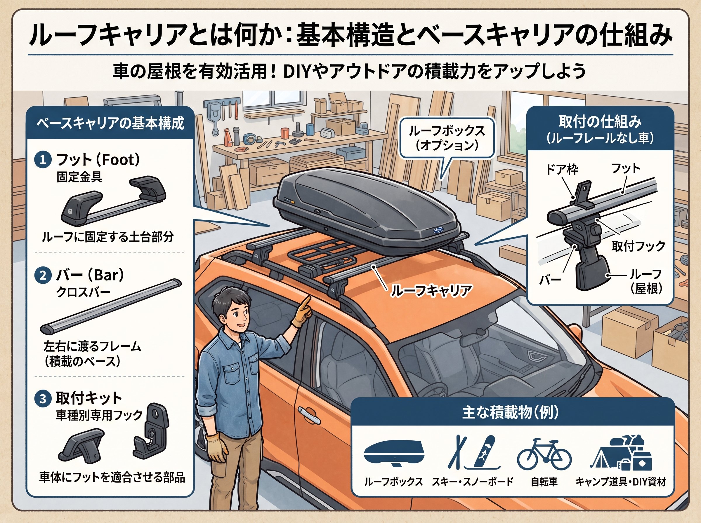 ルーフキャリアとは何か:基本構造とベースキャリアの仕組み