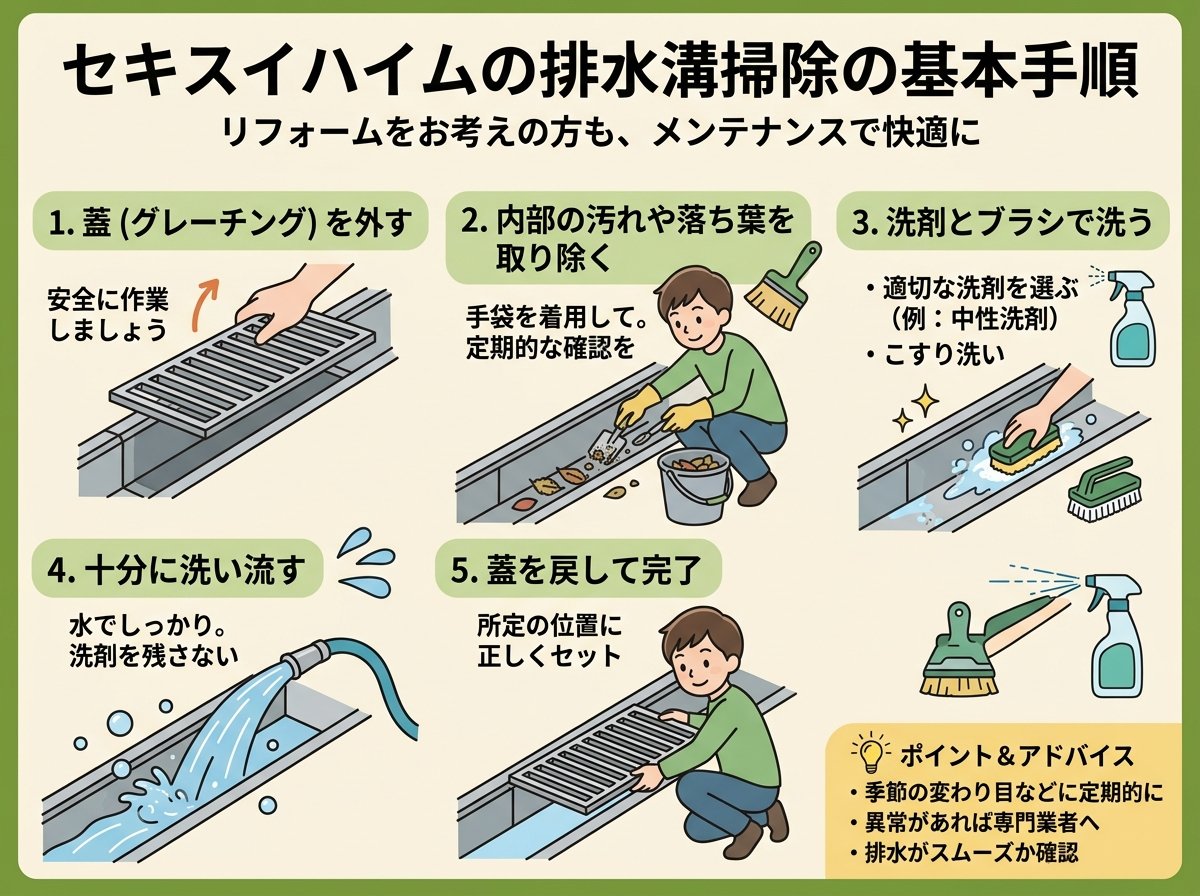 セキスイハイムの排水溝掃除の基本手順