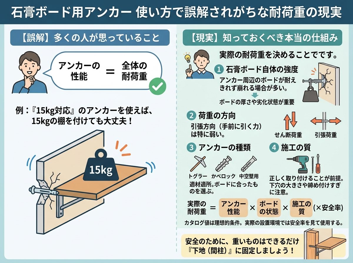 石膏ボード用アンカー 使い方で誤解されがちな耐荷重の現実