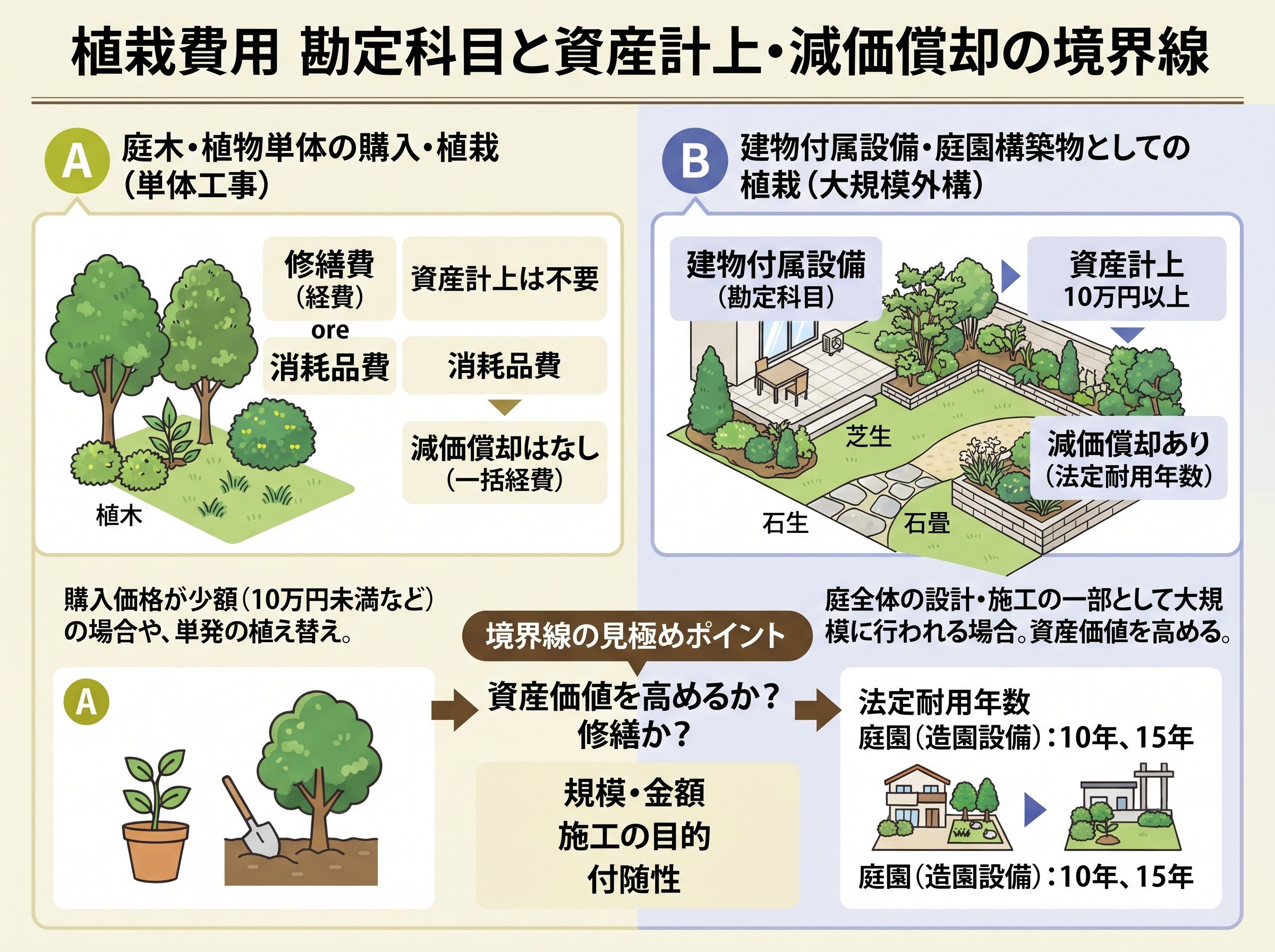 植栽費用 勘定科目と資産計上・減価償却の境界線