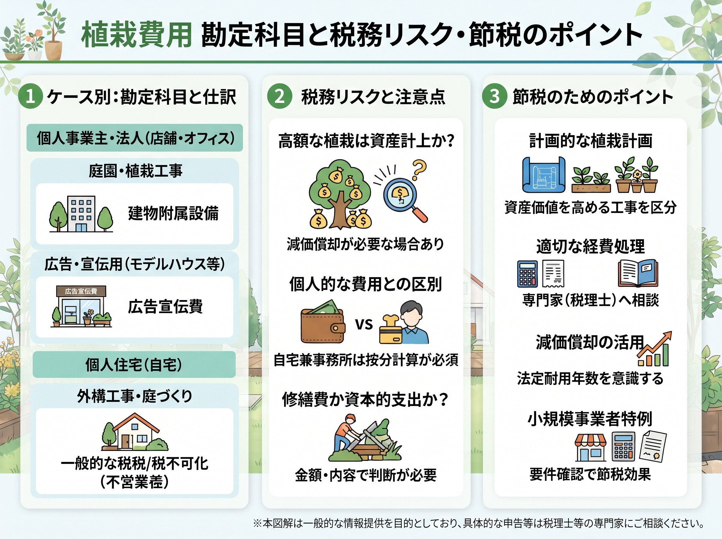 植栽費用 勘定科目と税務リスク・節税のポイント