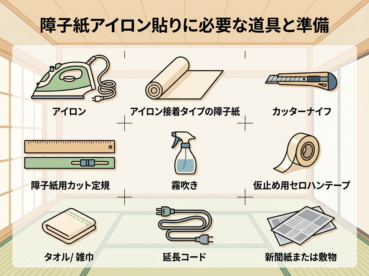 障子紙アイロン貼りに必要な道具