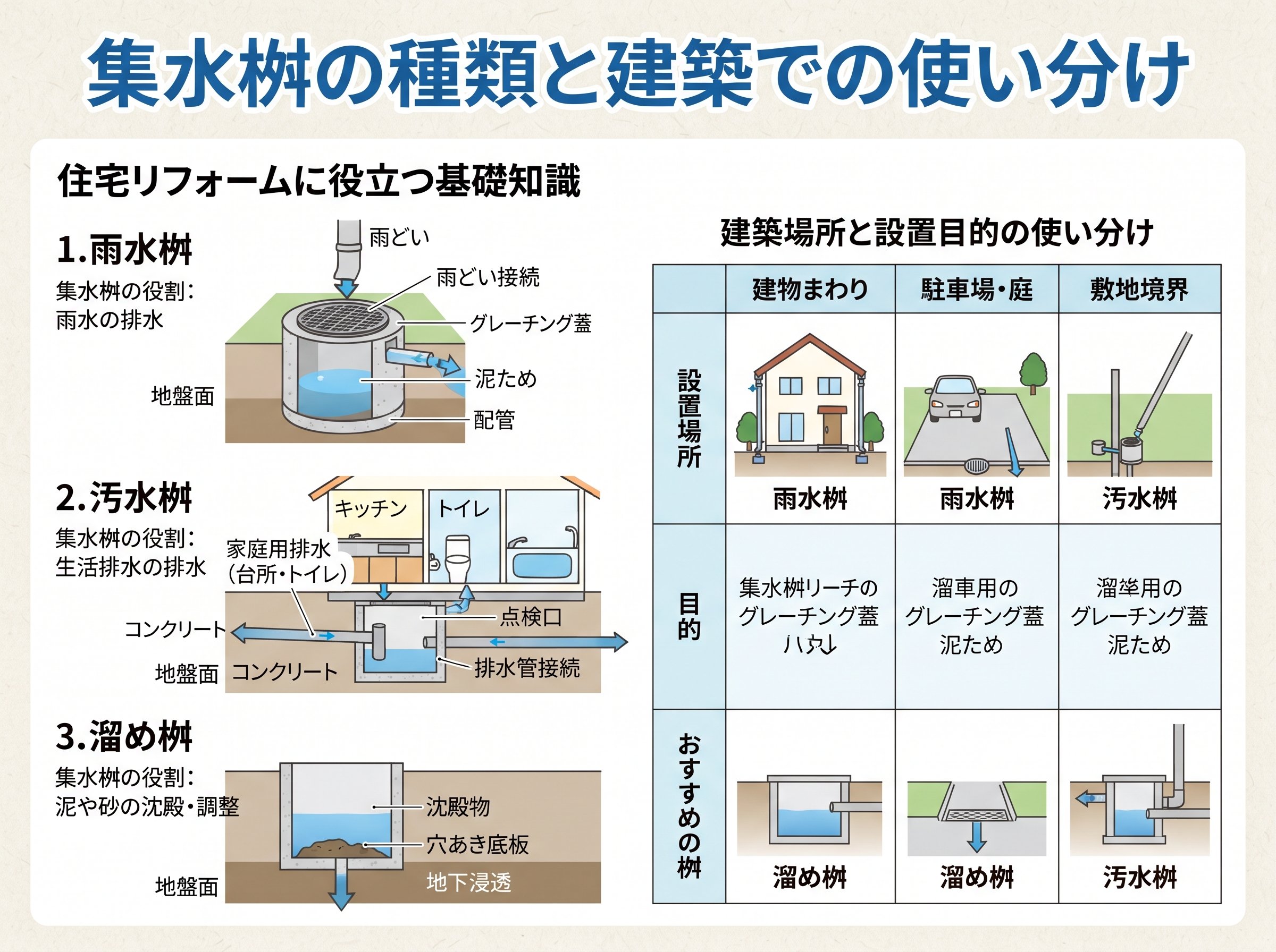 集水桝の種類と建築での使い分け