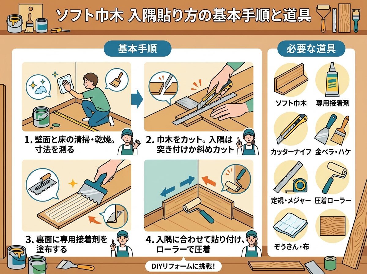 ソフト巾木 入隅貼り方の基本手順と道具