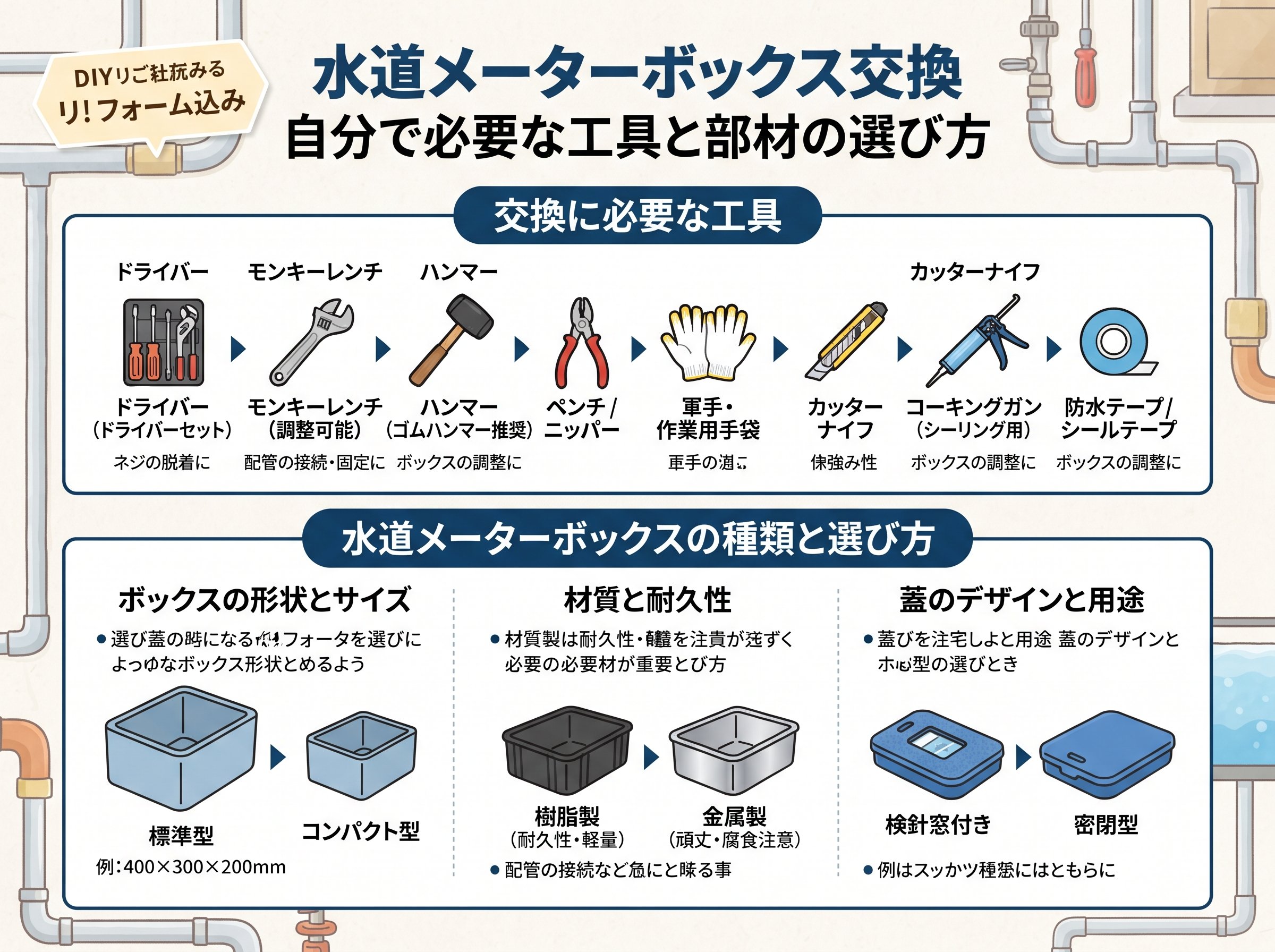 水道メーターボックス交換 自分で必要な工具と部材の選び方