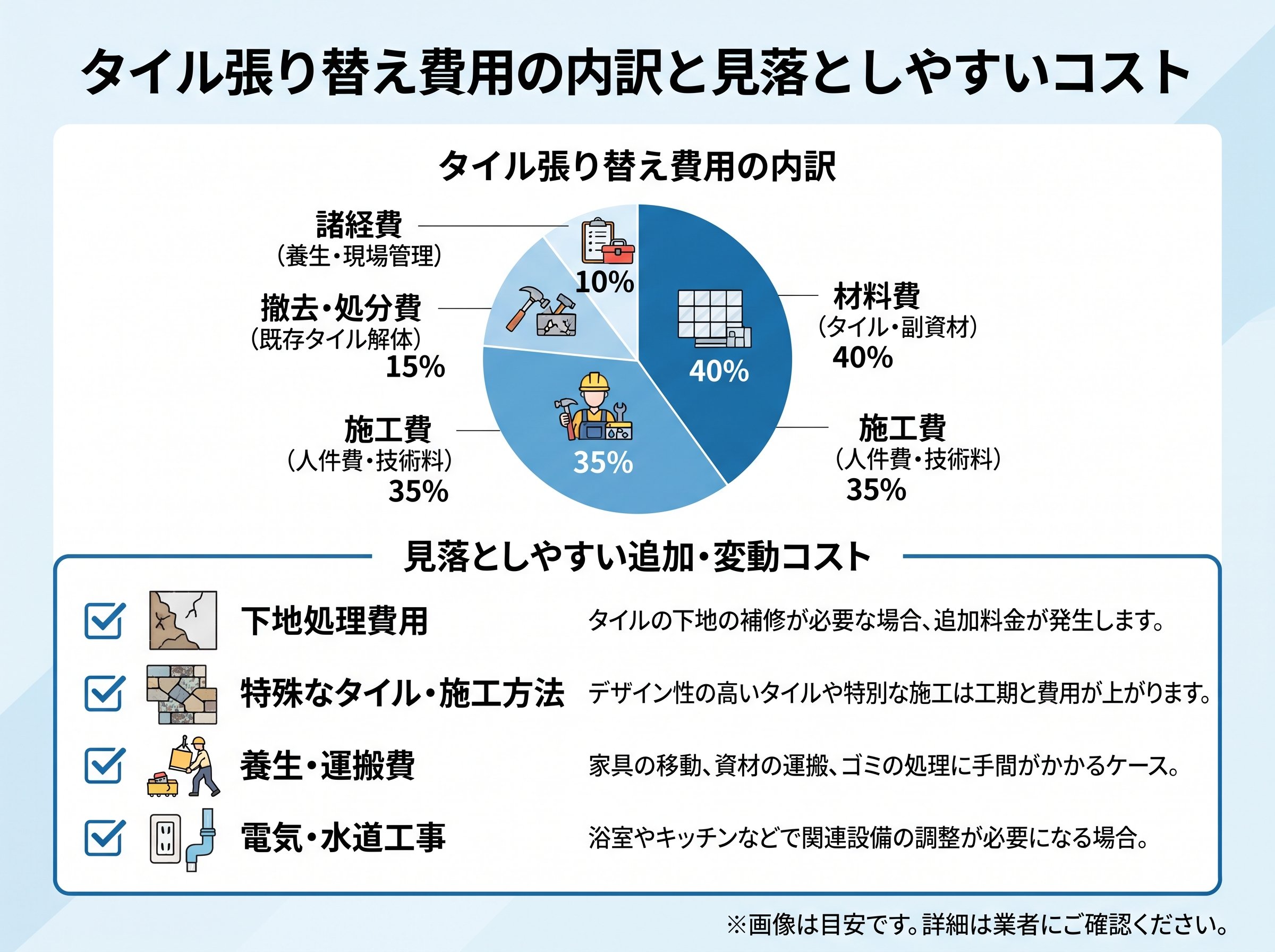タイル張り替え費用の内訳と見落としやすいコスト
